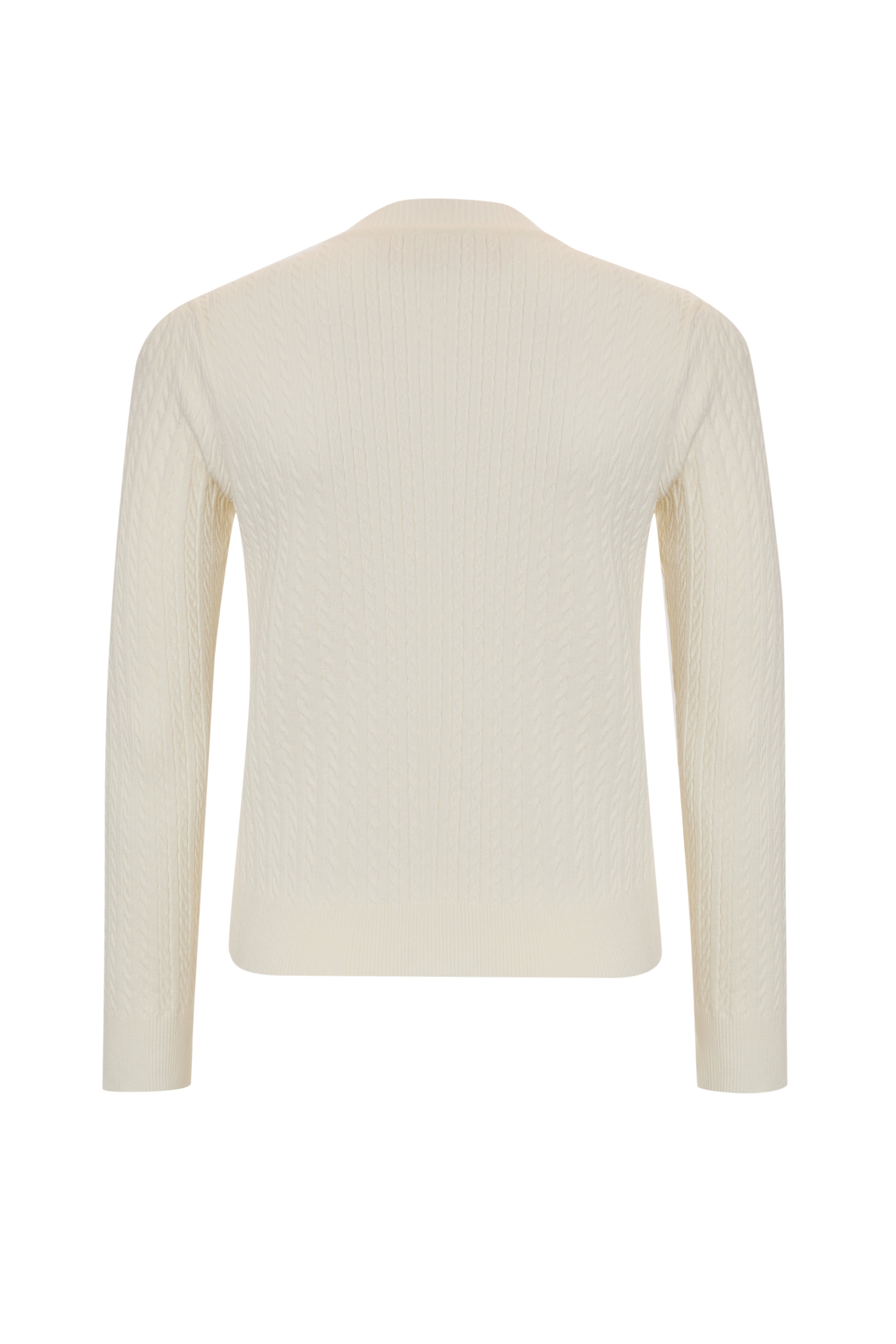 Long Sleeve Crew Neck Knit Sweater with Floral Embroidery