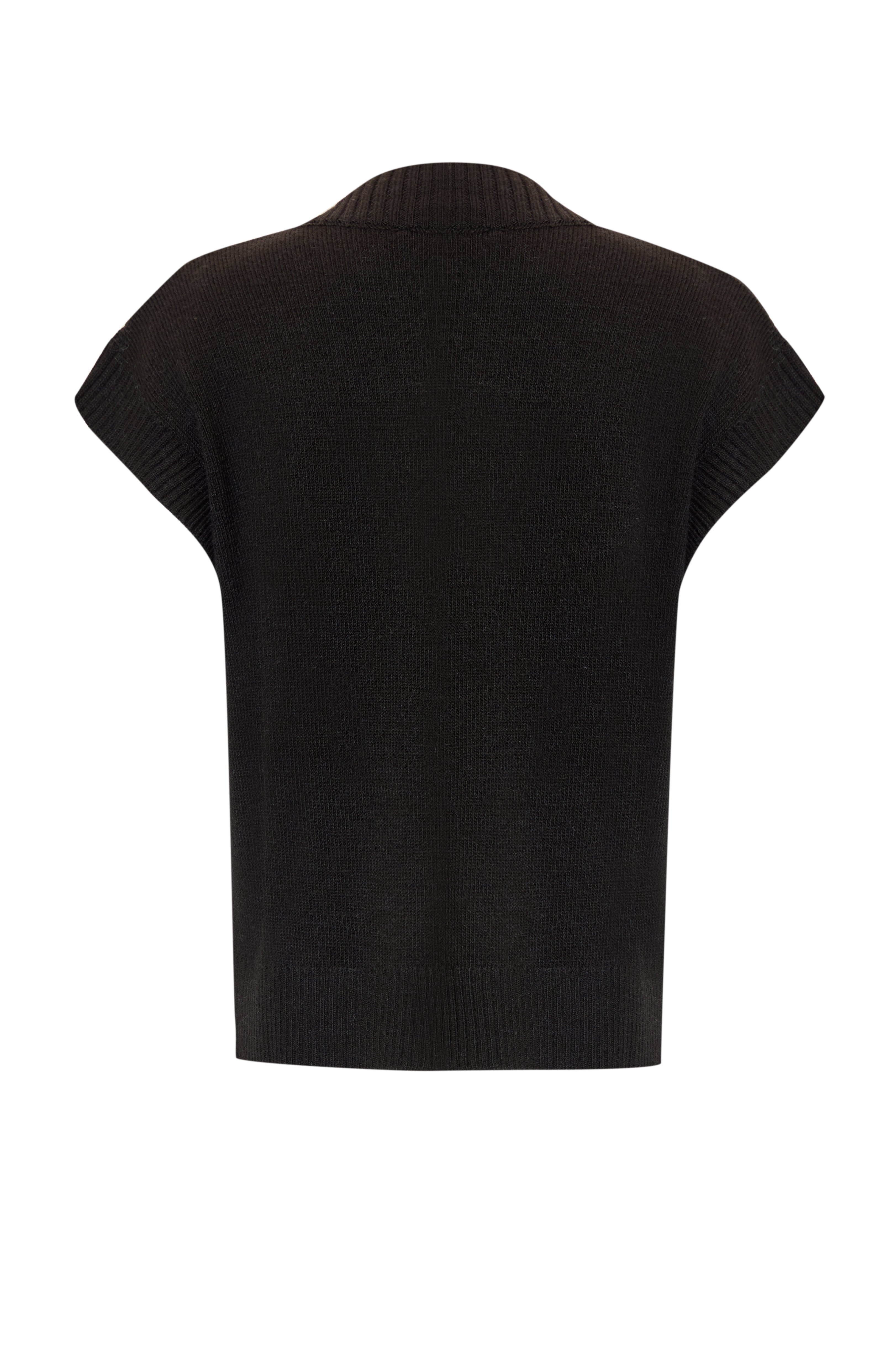 Adoria Black V-Neck Cable Knit Sweater