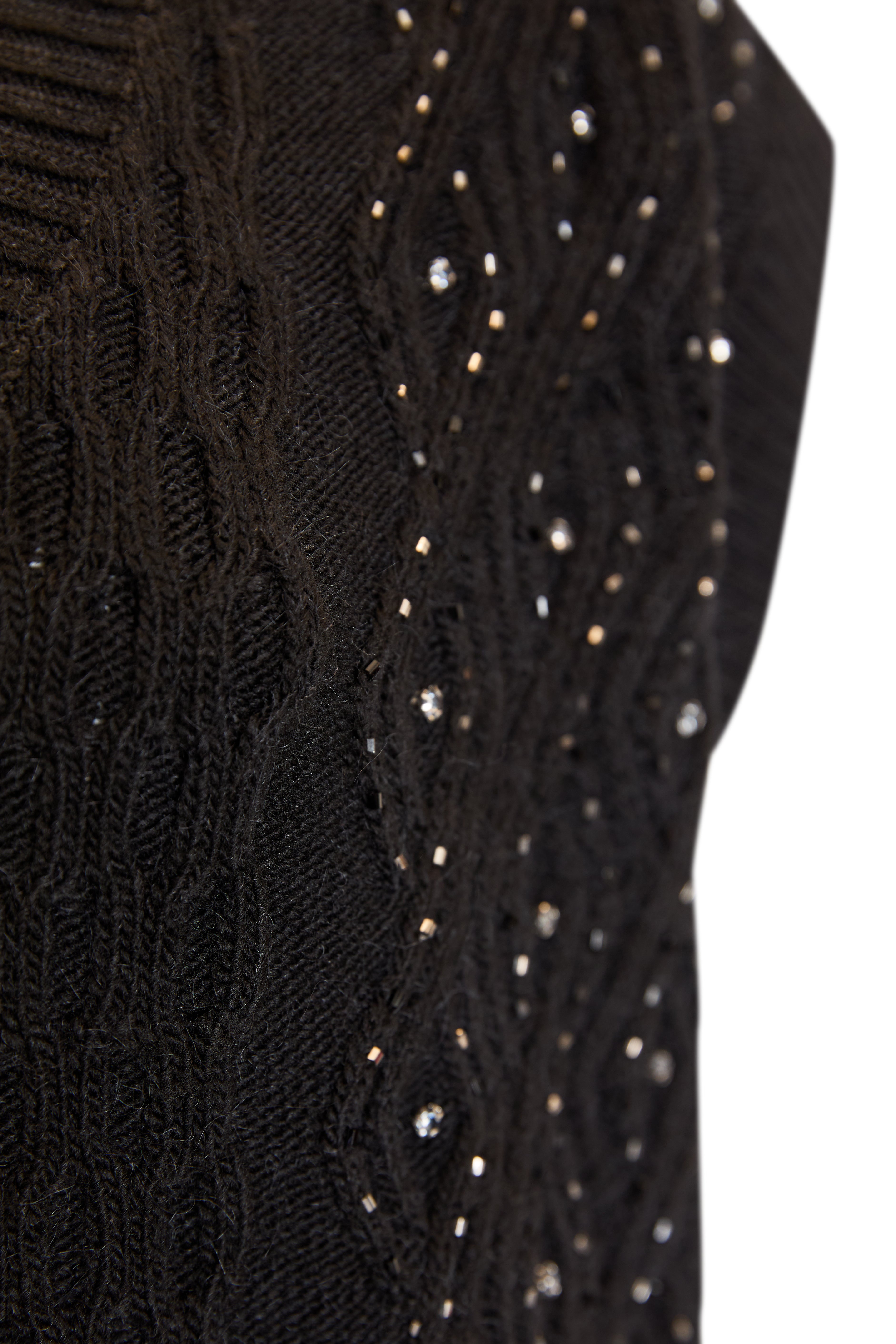 Adoria Black V-Neck Cable Knit Sweater