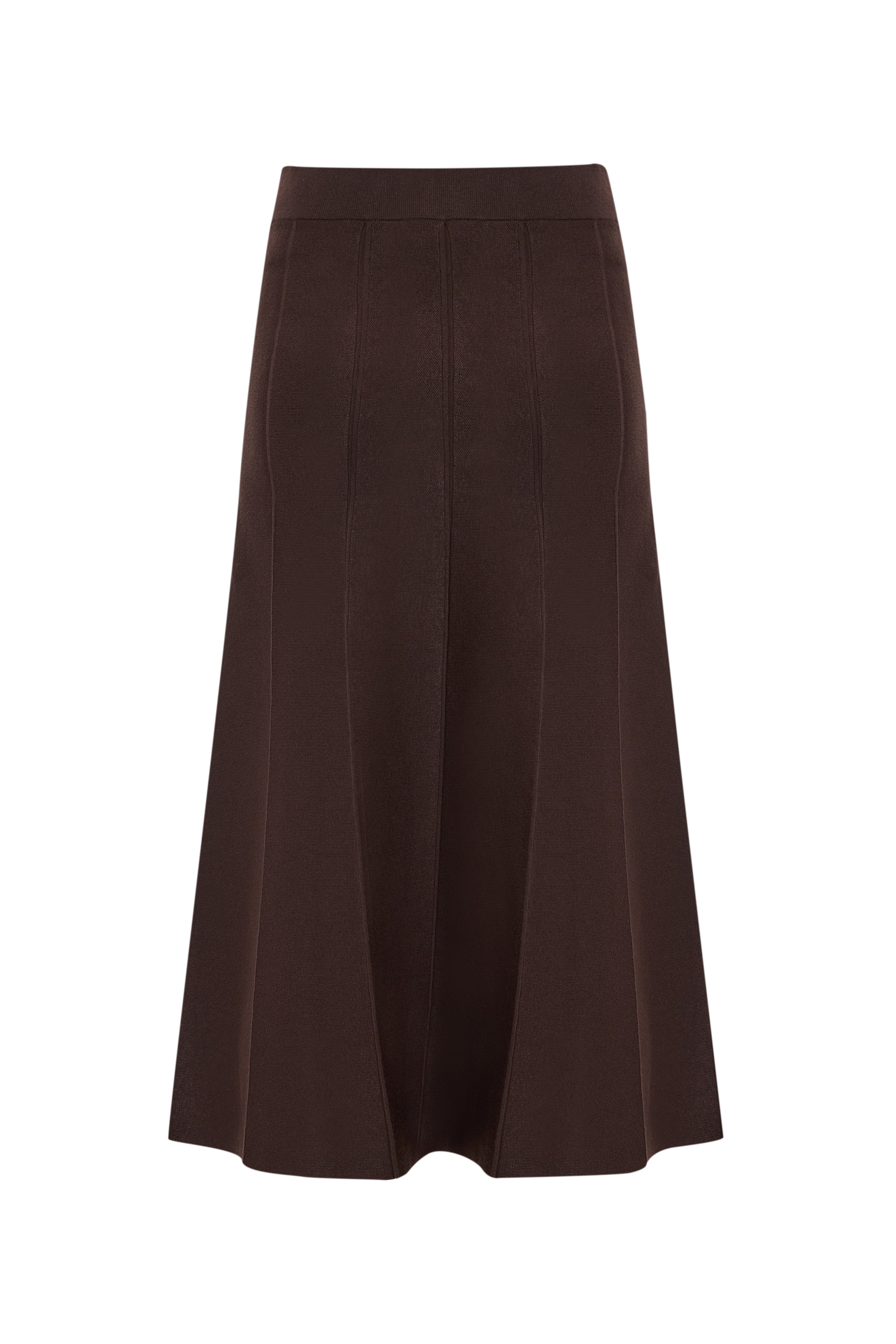 Women's High Waist Brown Knit Midi Skirt