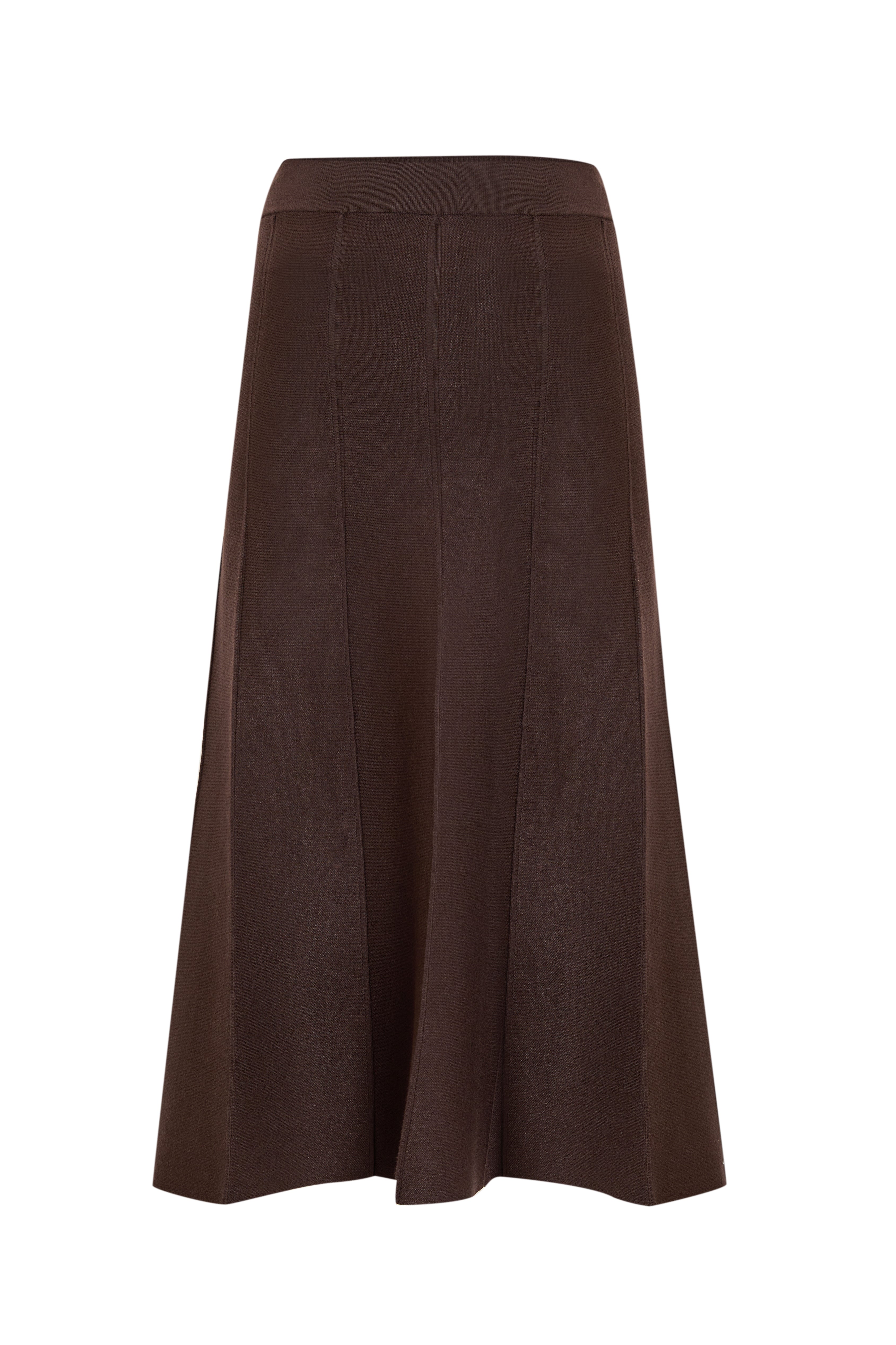 Women's High Waist Brown Knit Midi Skirt