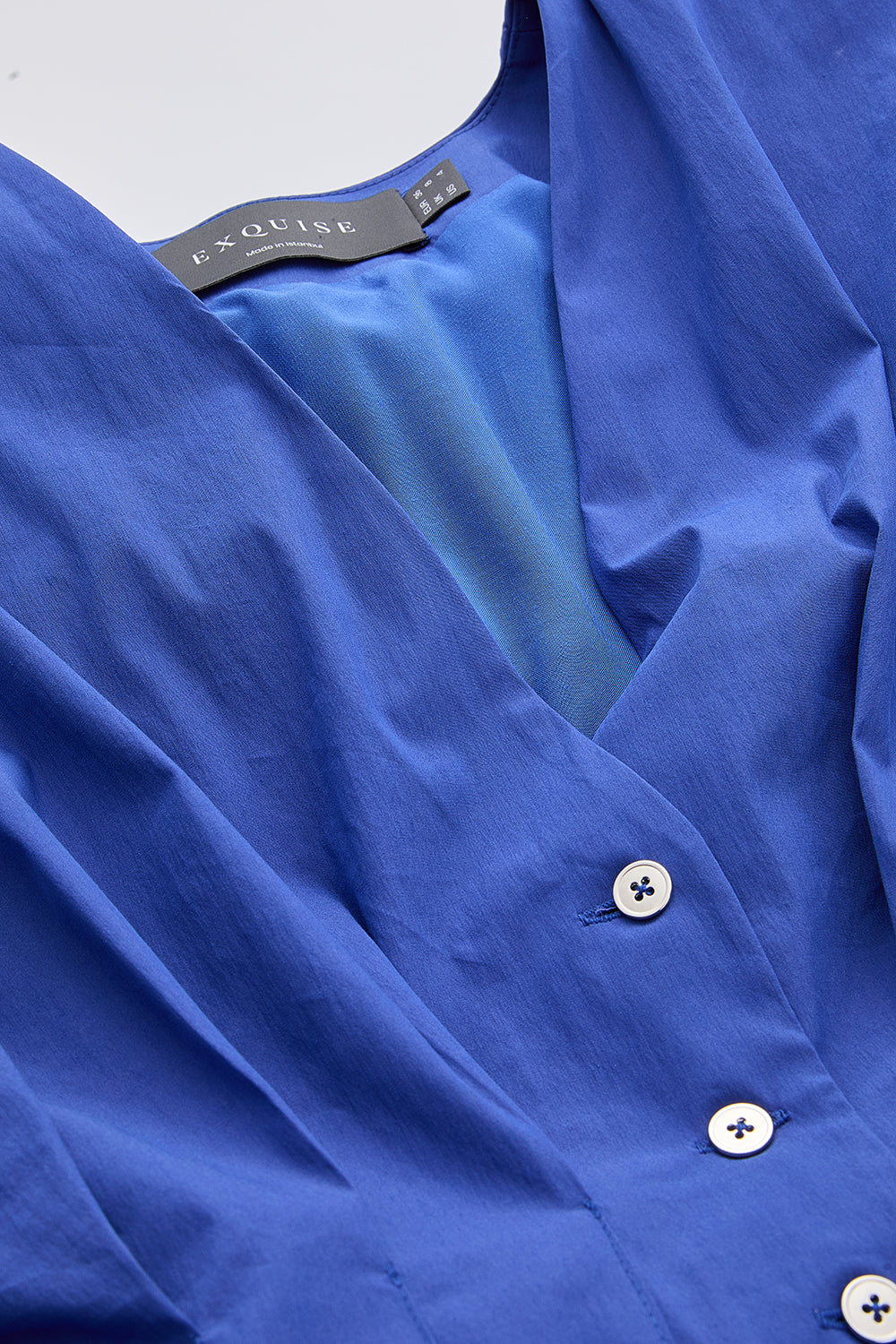 V Neck Short Sleeve Midi Dress - ROYAL BLUE