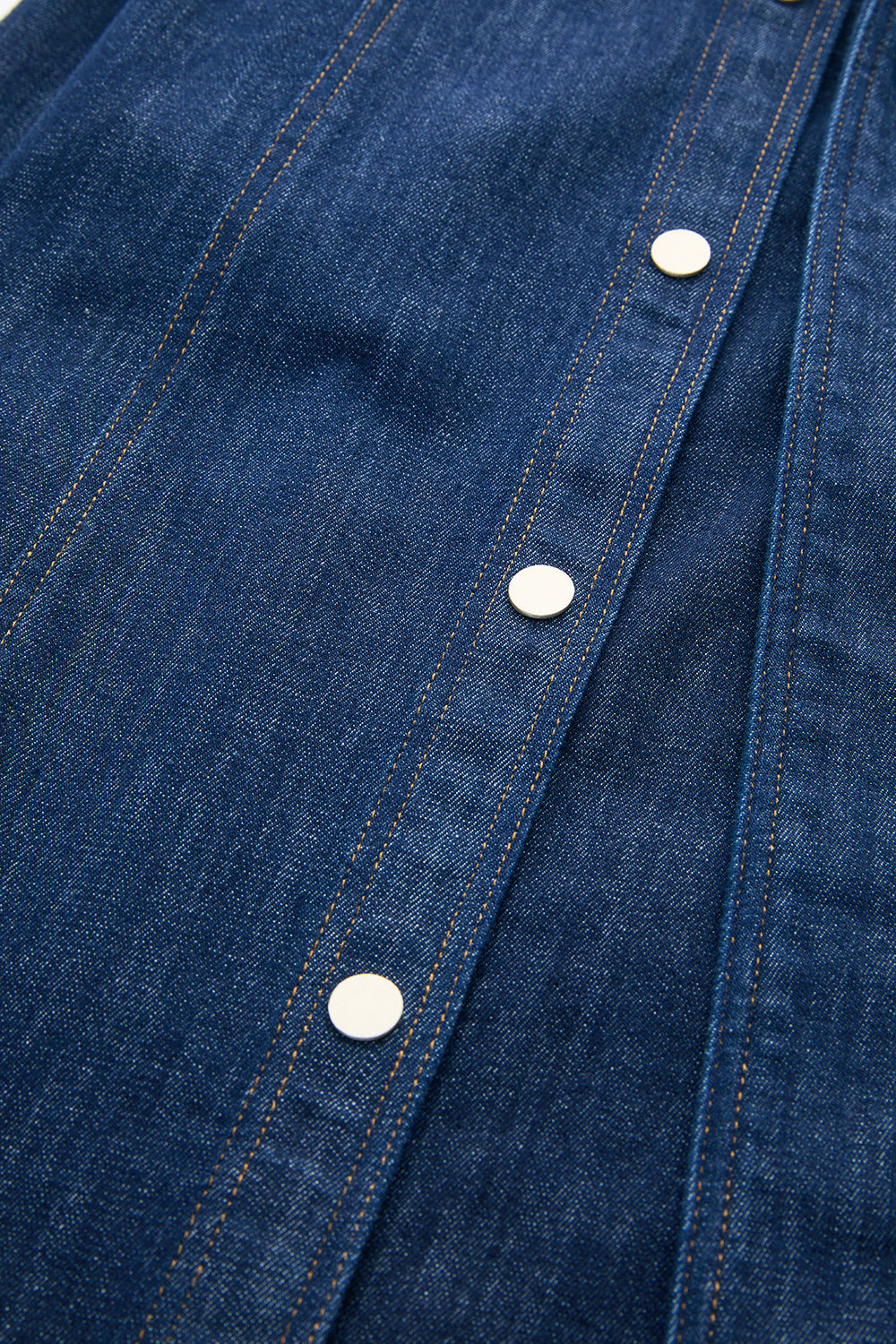 High-Waisted Belted Denim Midi Skirt - BLUE