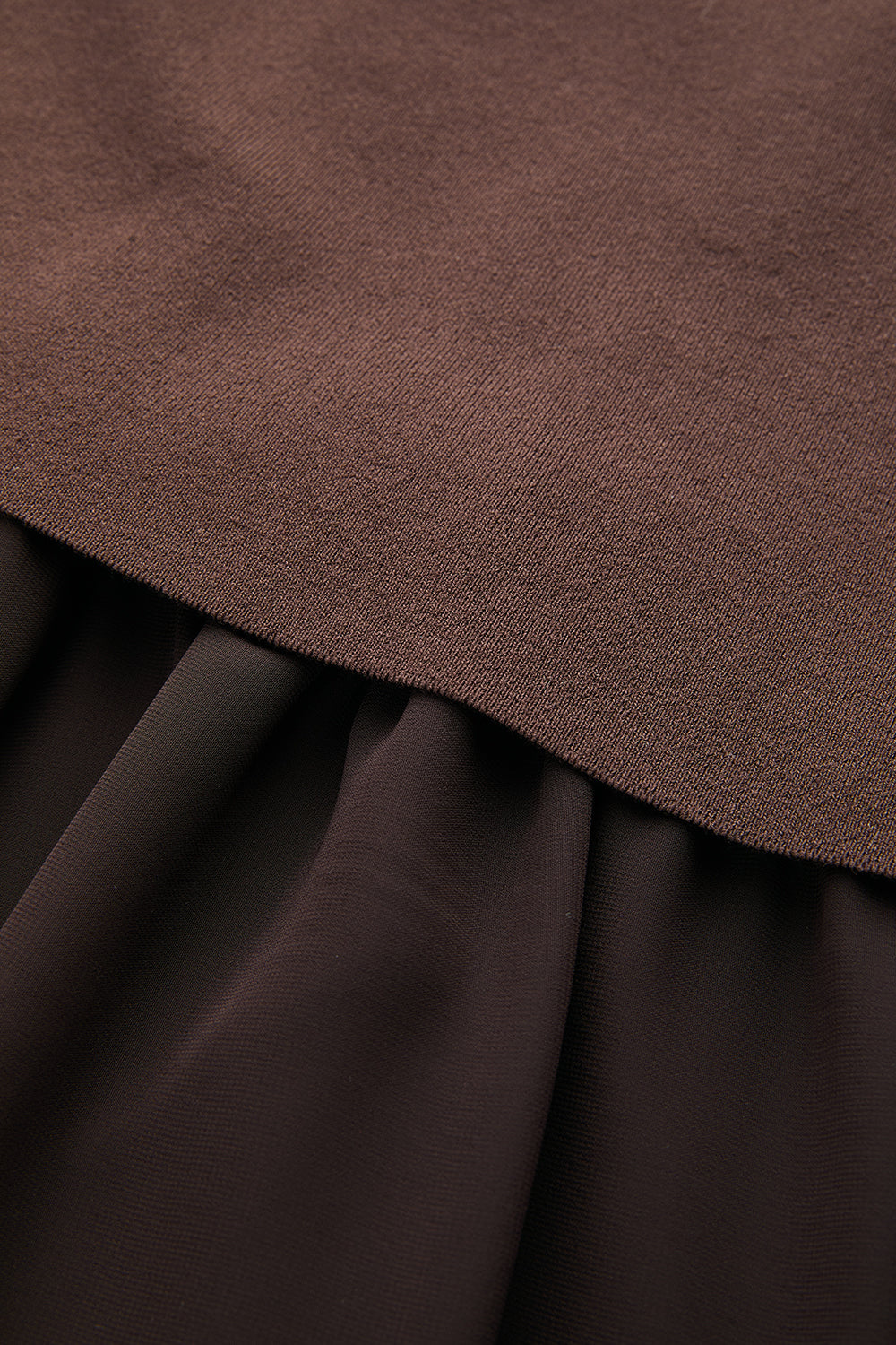 Short Sleeve Midi Dress with Chiffon Lined Skirt - BROWN