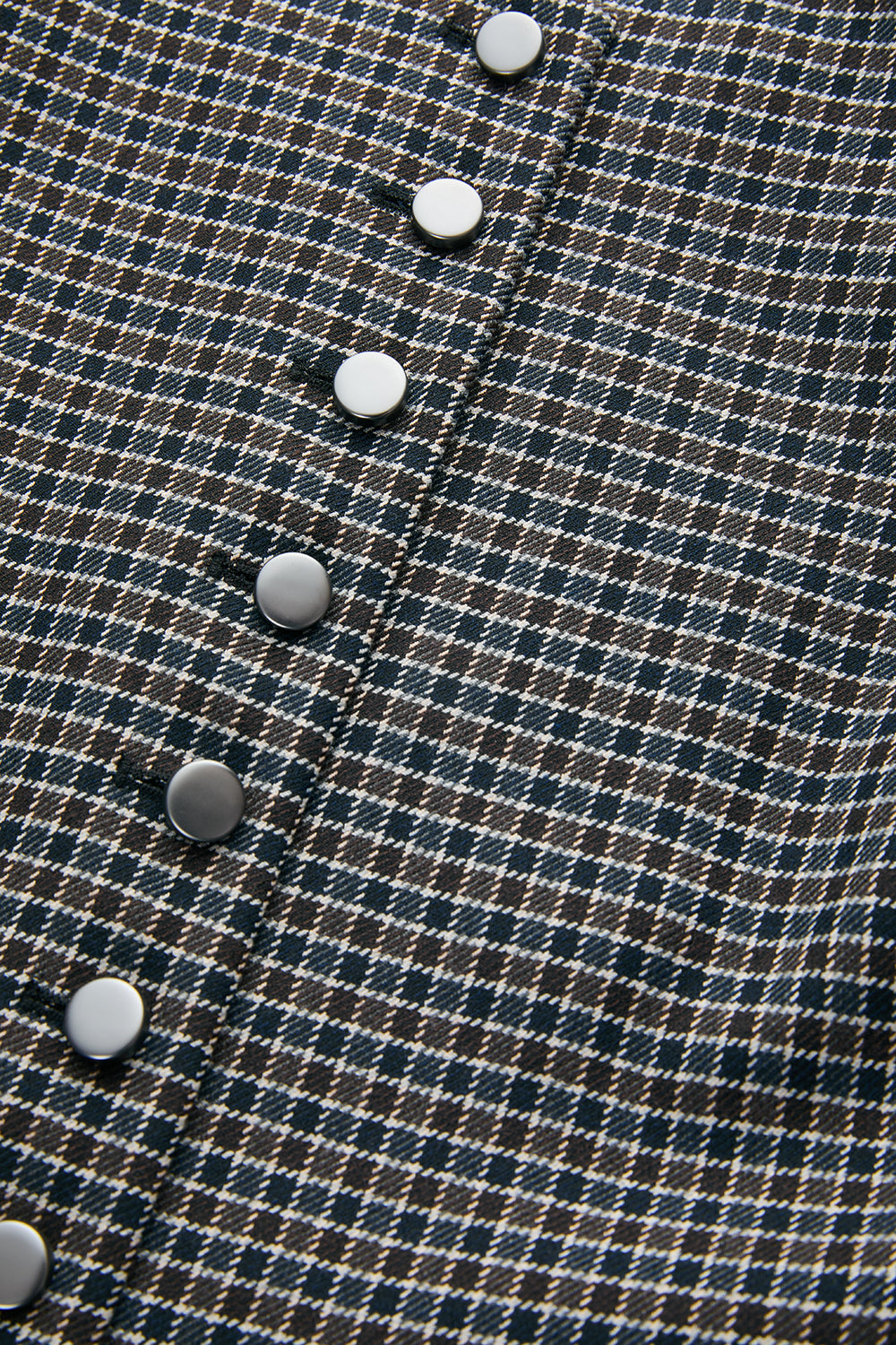 Round Neck Shoulder Padded Lined Fitted Jacket - MULTICOLOR