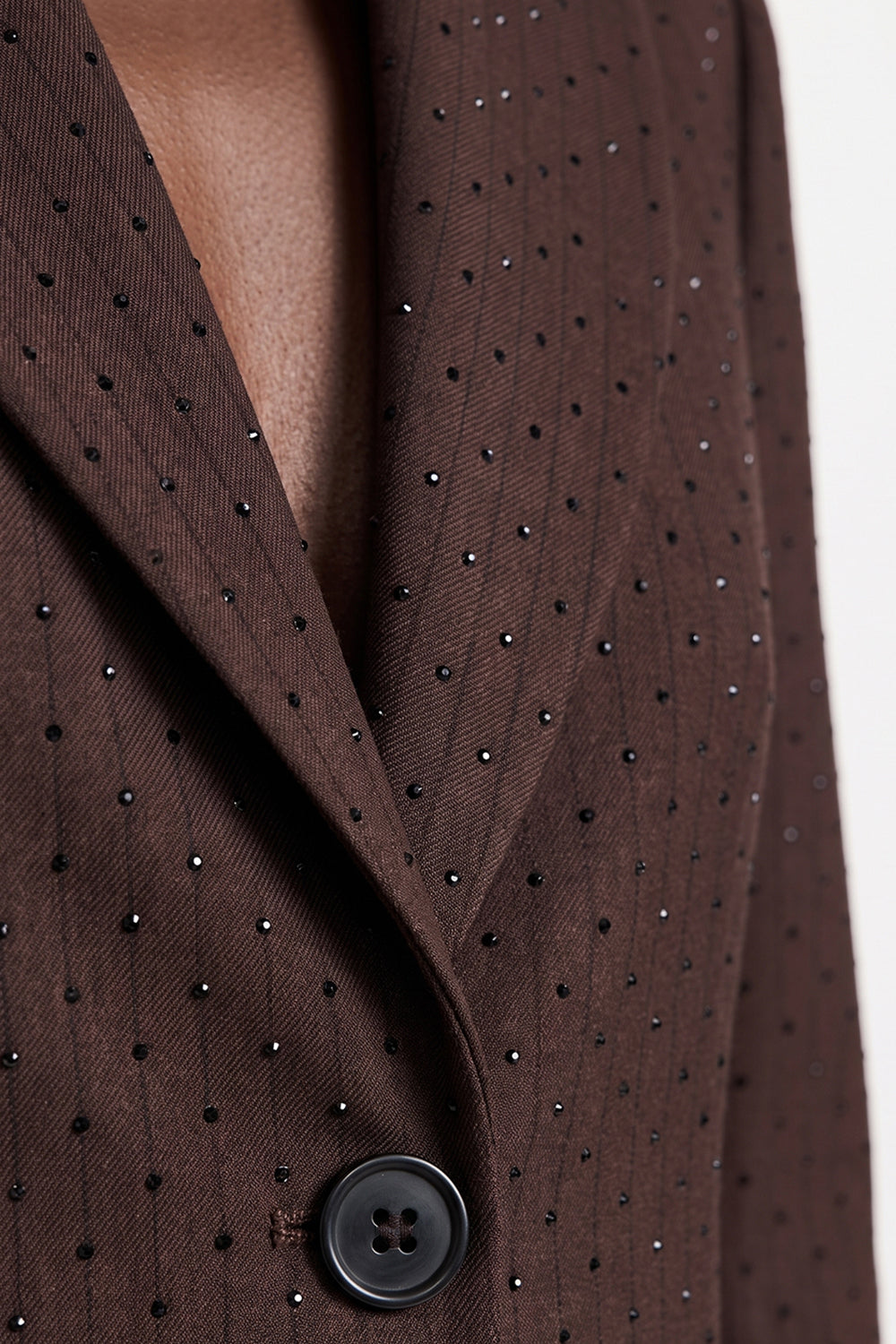 Stone Printed Lined Shoulder Padded Jacket - BROWN