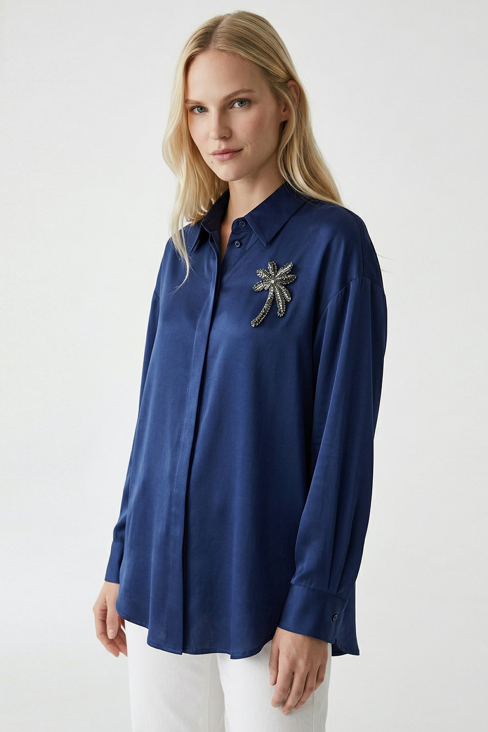 Fleurette Long Sleeve Shirt - NAVY