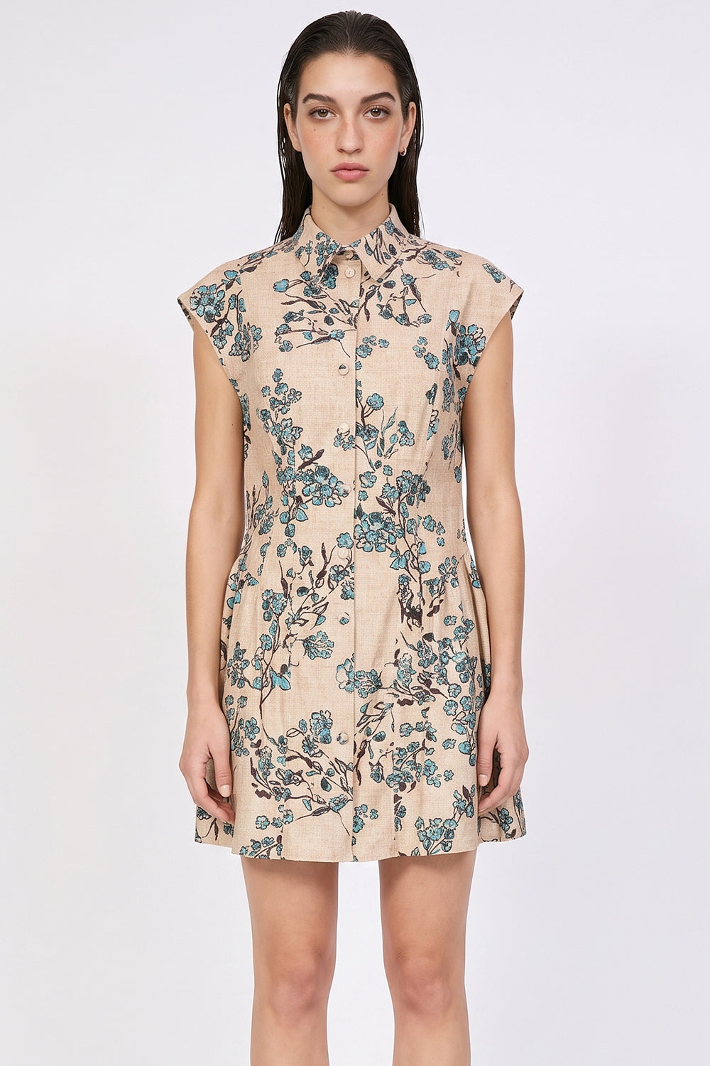 Sleeveless Pleated Fitted Mini Dress - MULTICOLOR