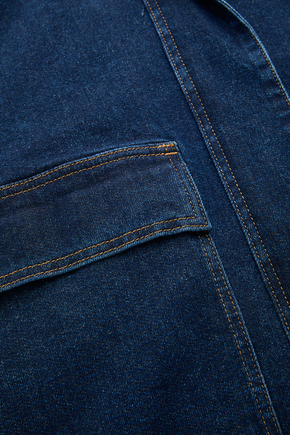 Lined Denim Jacket with Velvet Trim - INDIGO