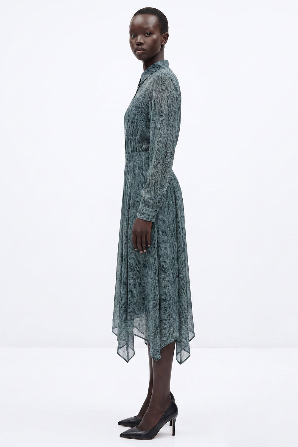 Asymmetric Midi Skirt with Hidden Zipper - MULTICOLOR