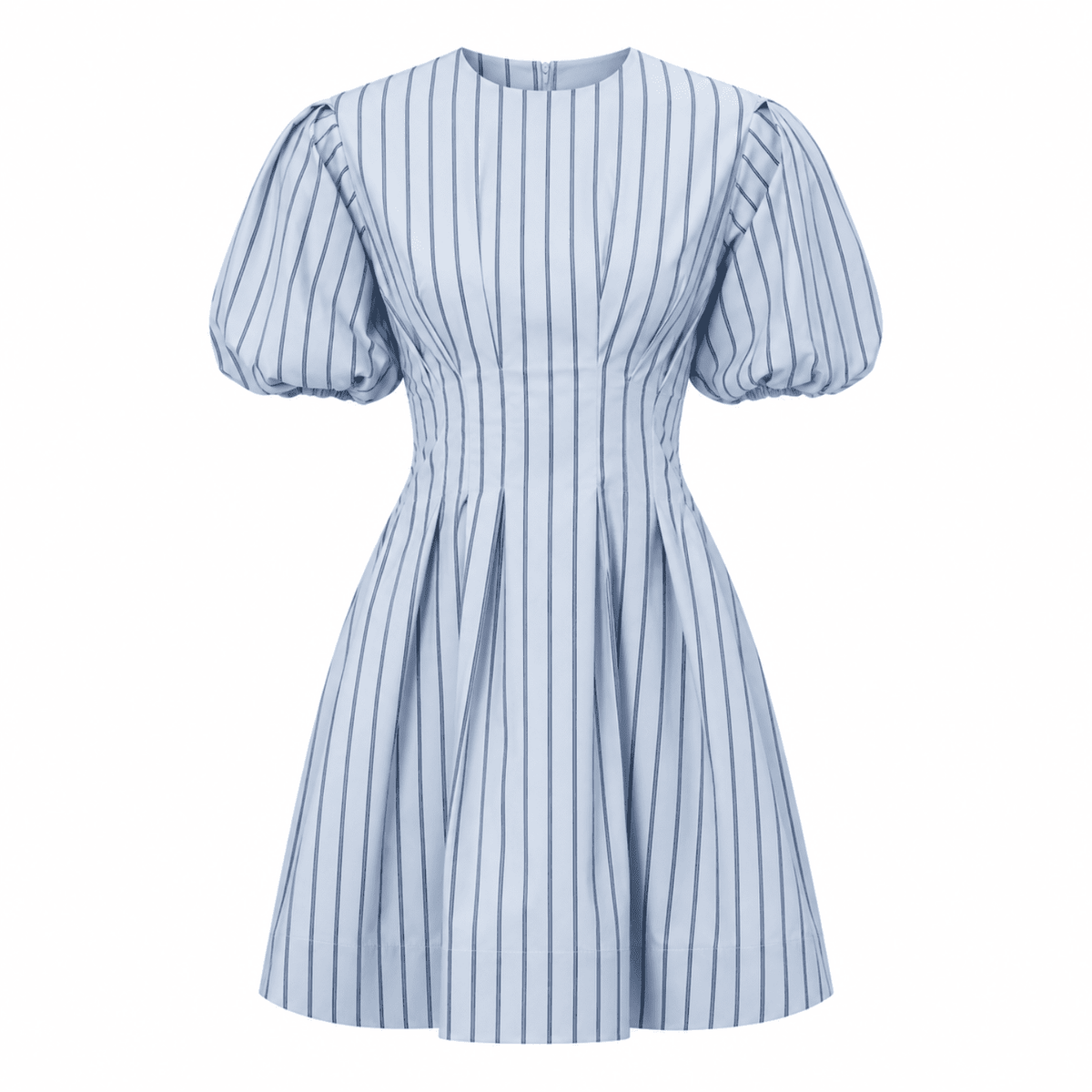 Nancy Puff Sleeve Fitted Pocketed Mini Dress- Blue