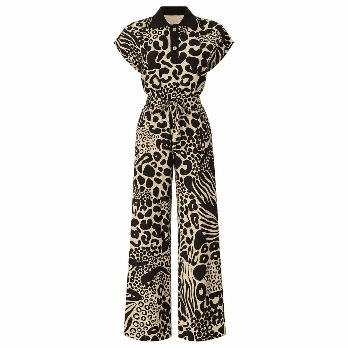 Averie Tailored Linen Palazzo Pants - BLACK