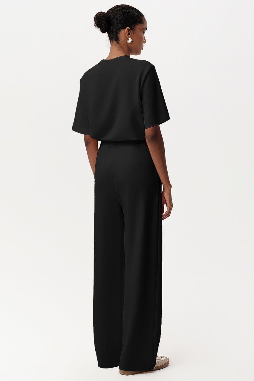 Black Wide Leg Knit Trousers