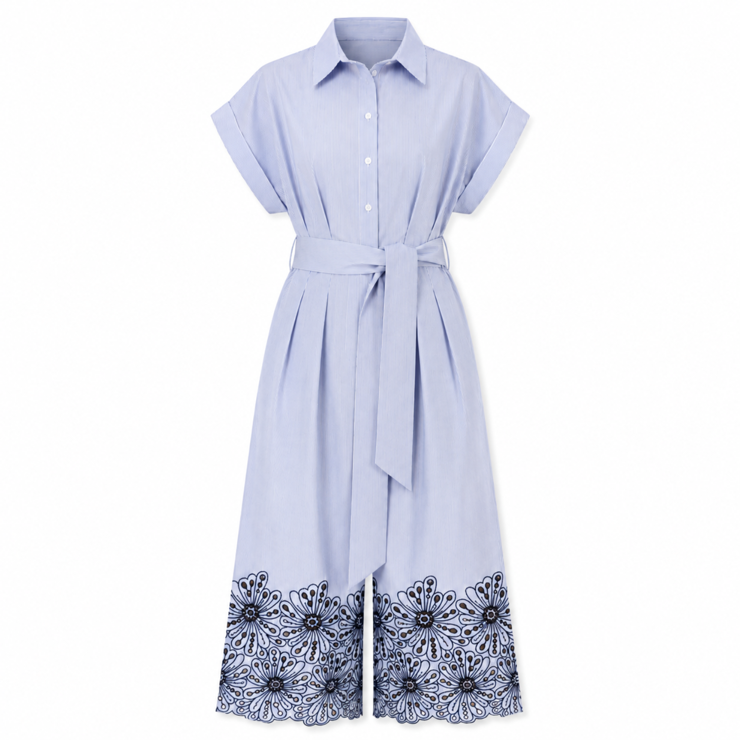 Zoie Short Sleeve Button Belted Jumpsuit - Multi Color