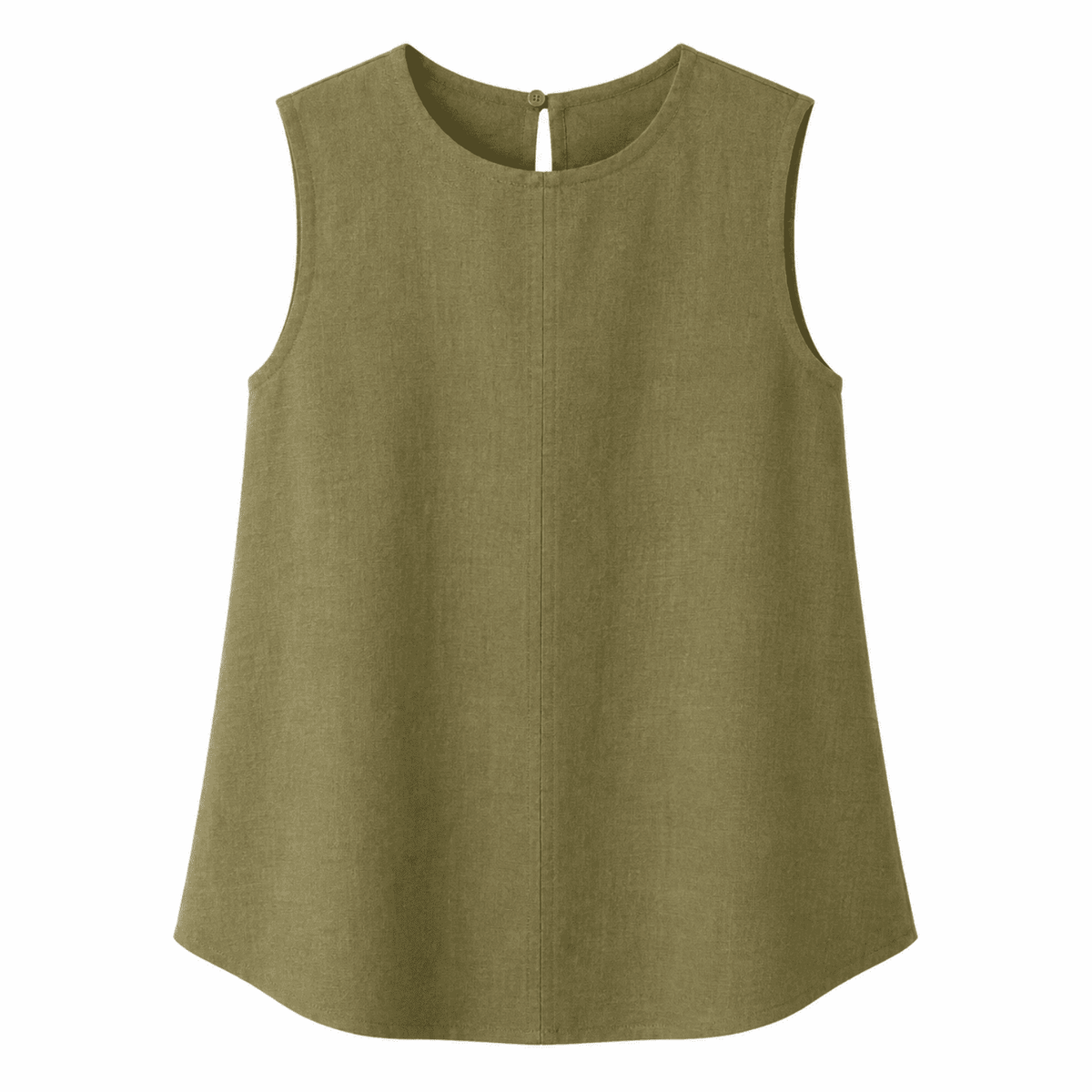 Almira Crew Neck Linen Blouse - Khaki