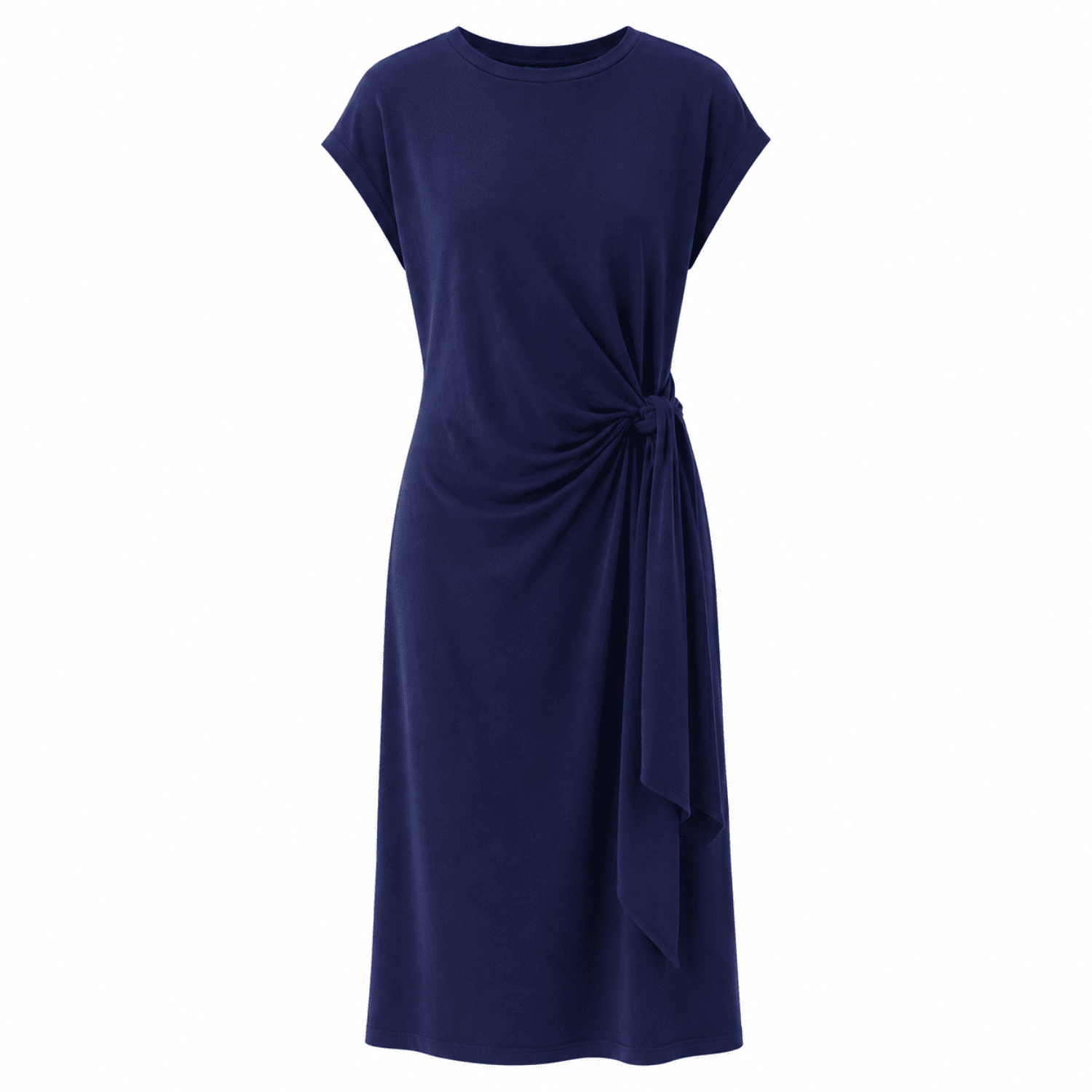 Ferguson Crew Neck Knit Midi Dress - Navy Blue