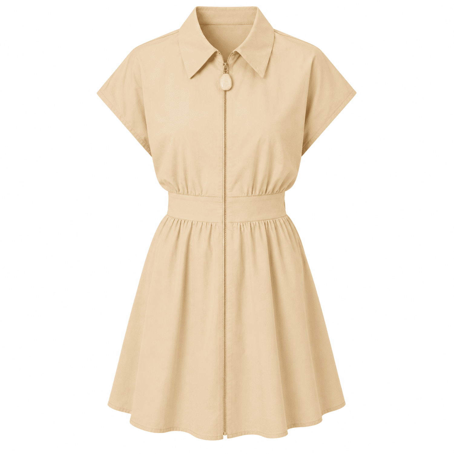 Katarina Sleeveless Elastic Waist Mini Dress - Beige