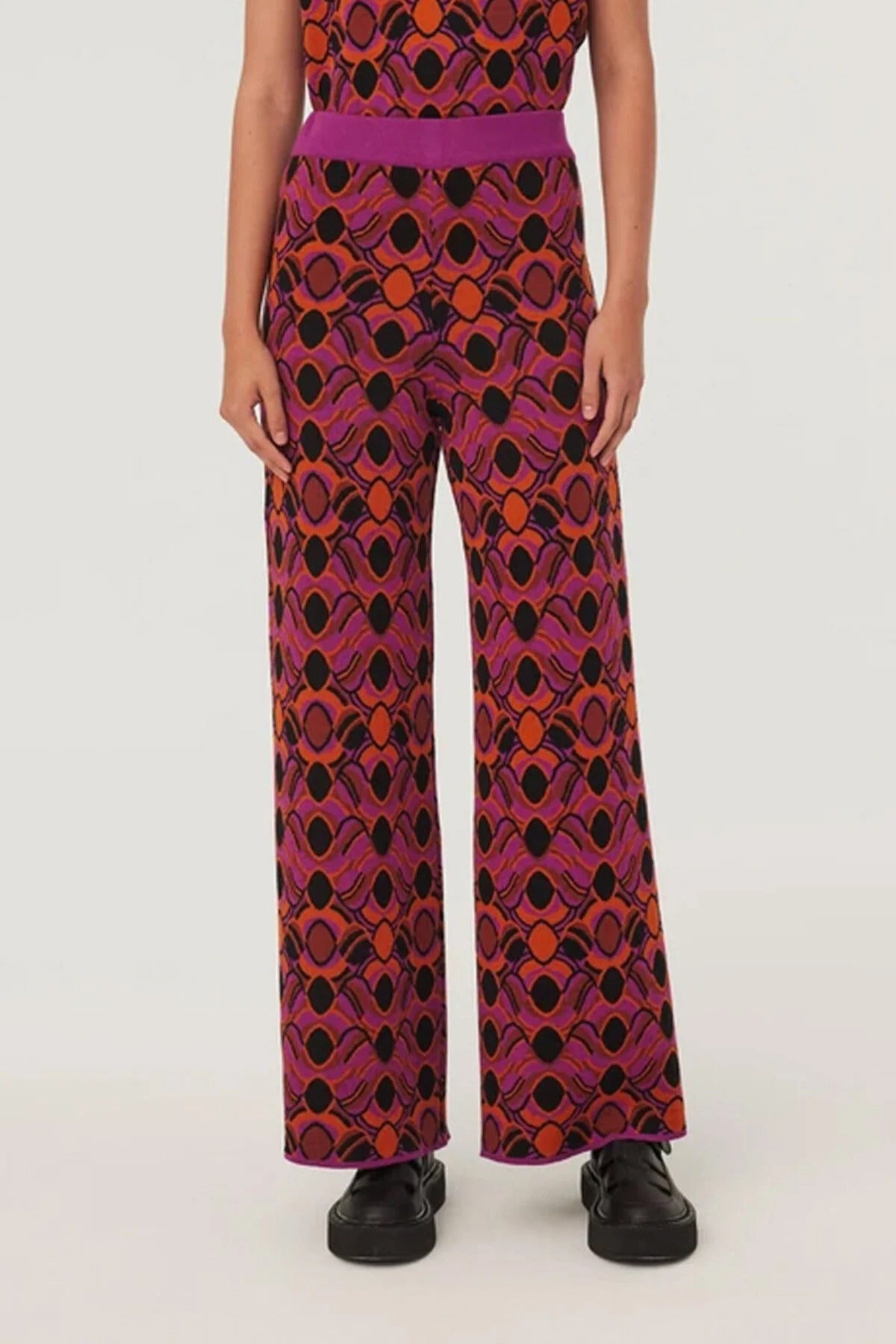Patterned Knit Trousers - Multicolor
