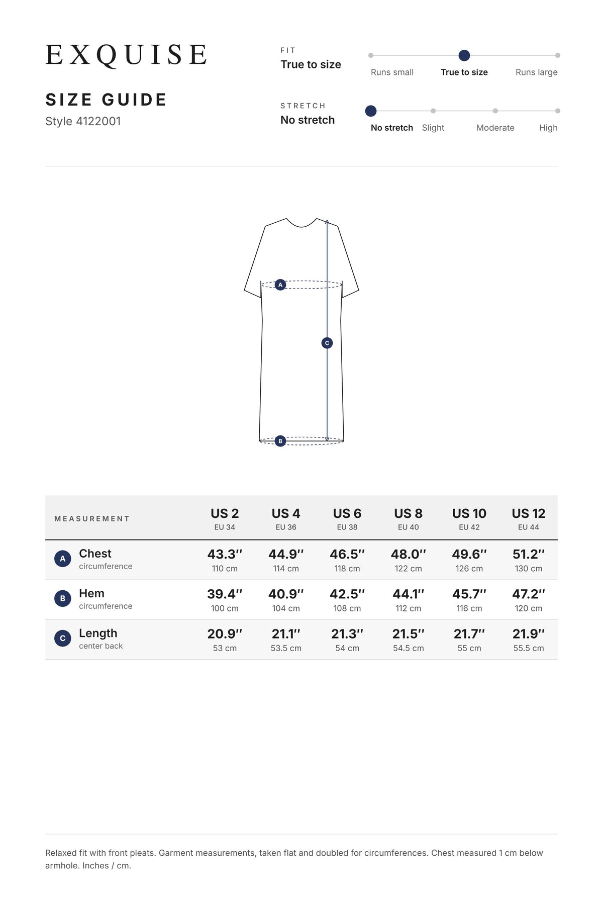 Size guide 4122001