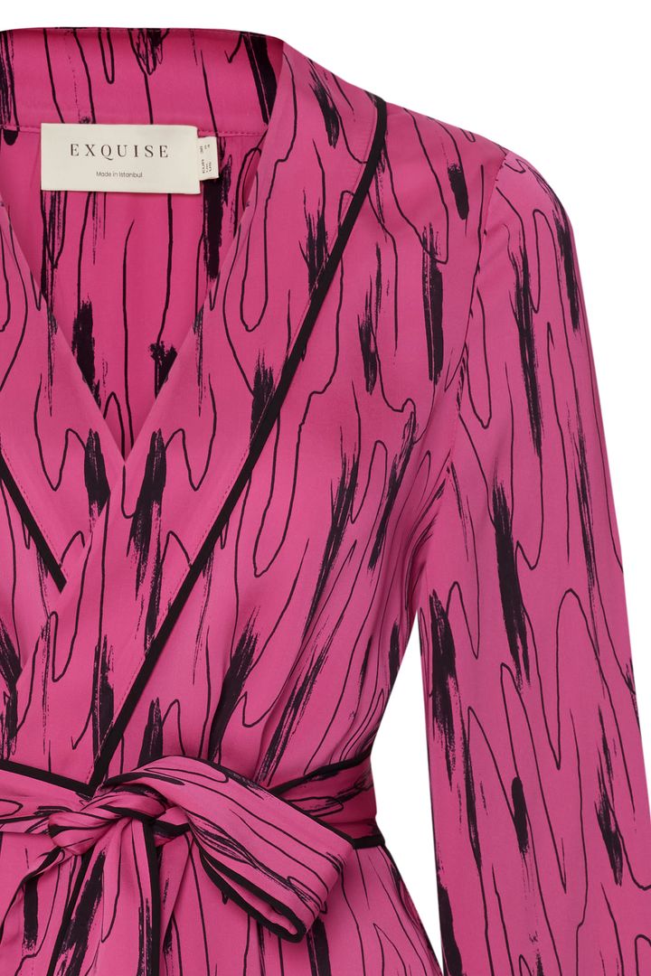 Belted Patterned Jacket - Multicolor