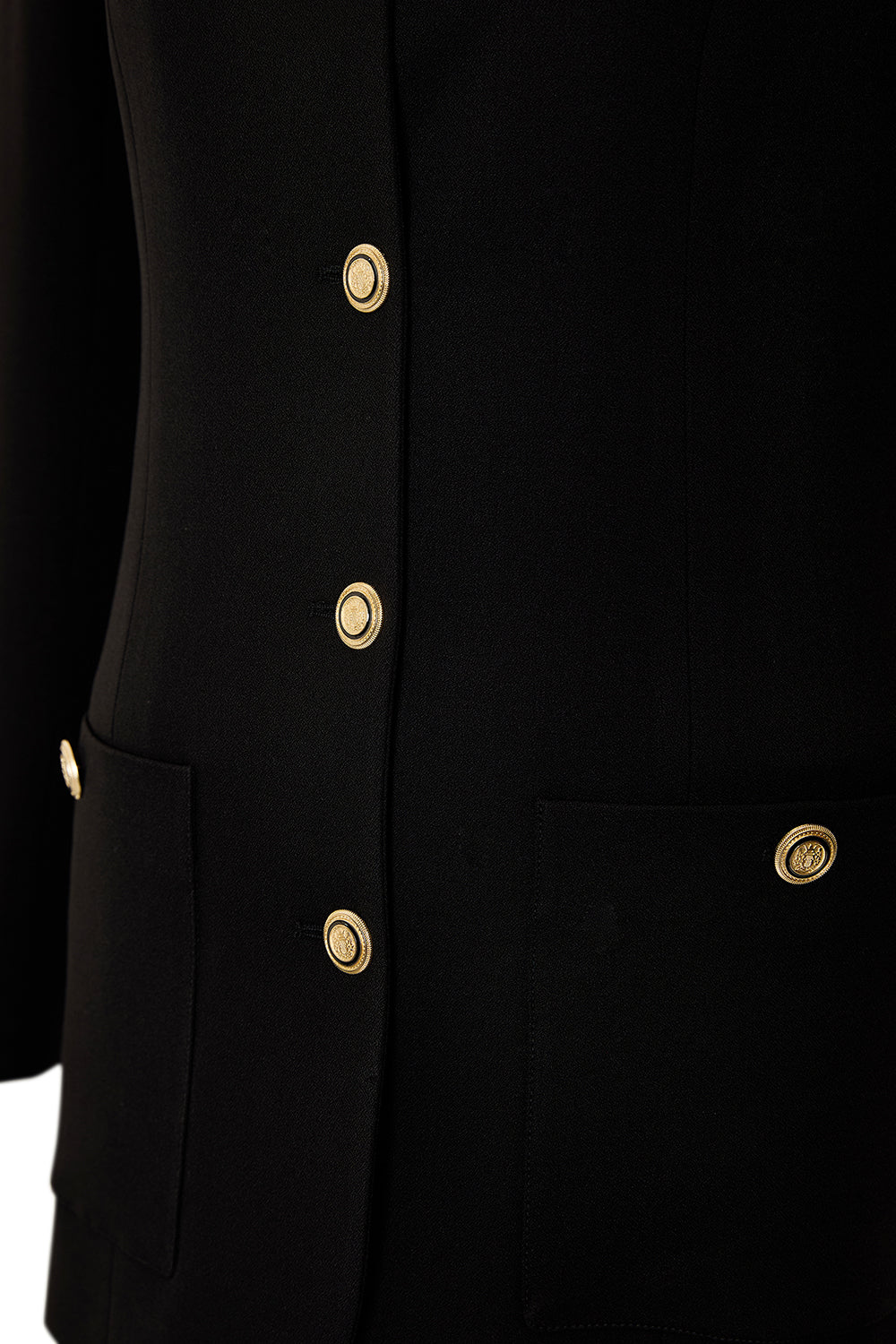 Structured Gold Button Blazer Jacket with Long Sleeves