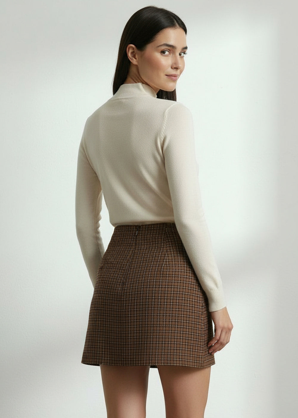 Playful Check Print Mini Skirt Without Belt