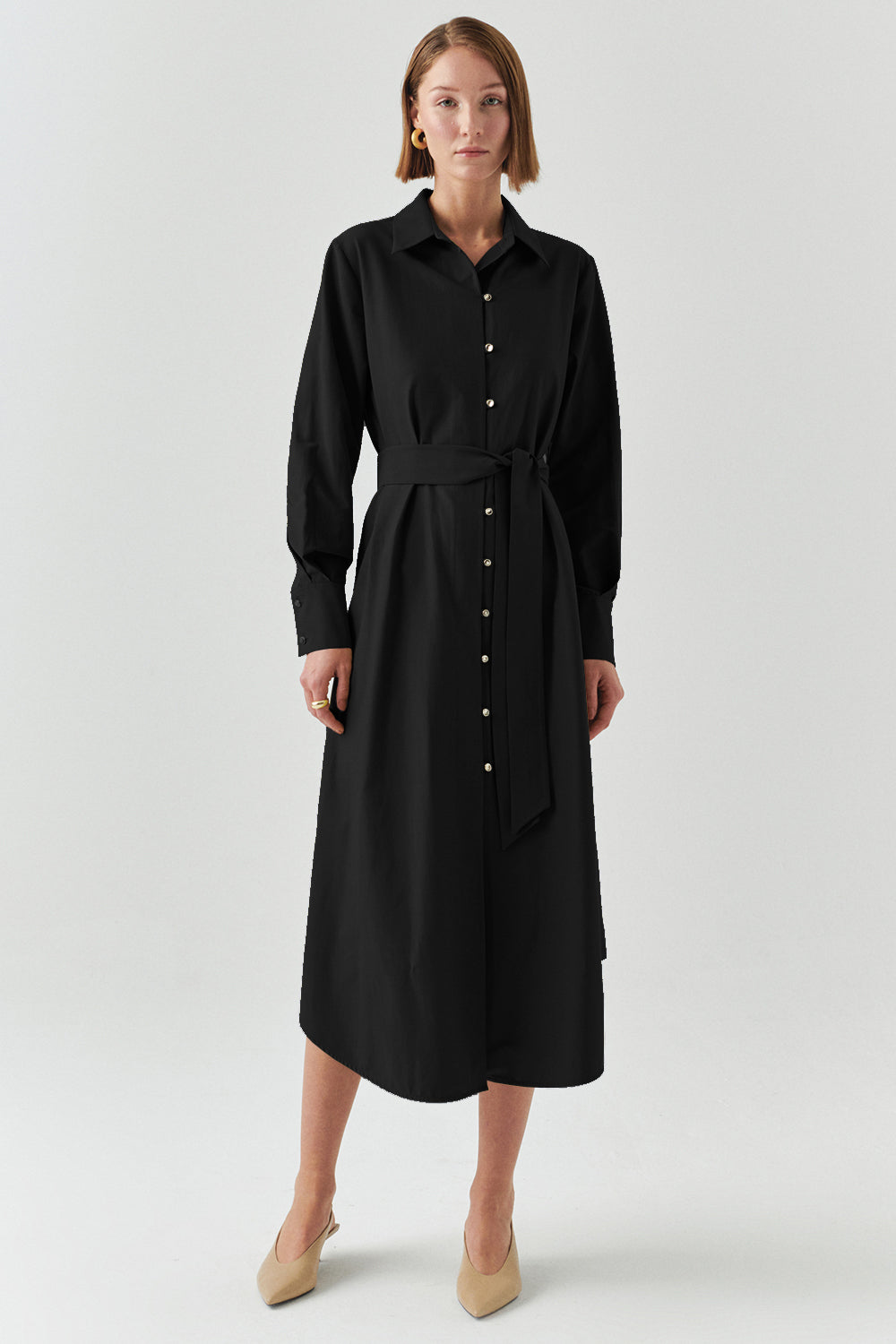 McKinley Belted Black Shirt Dress