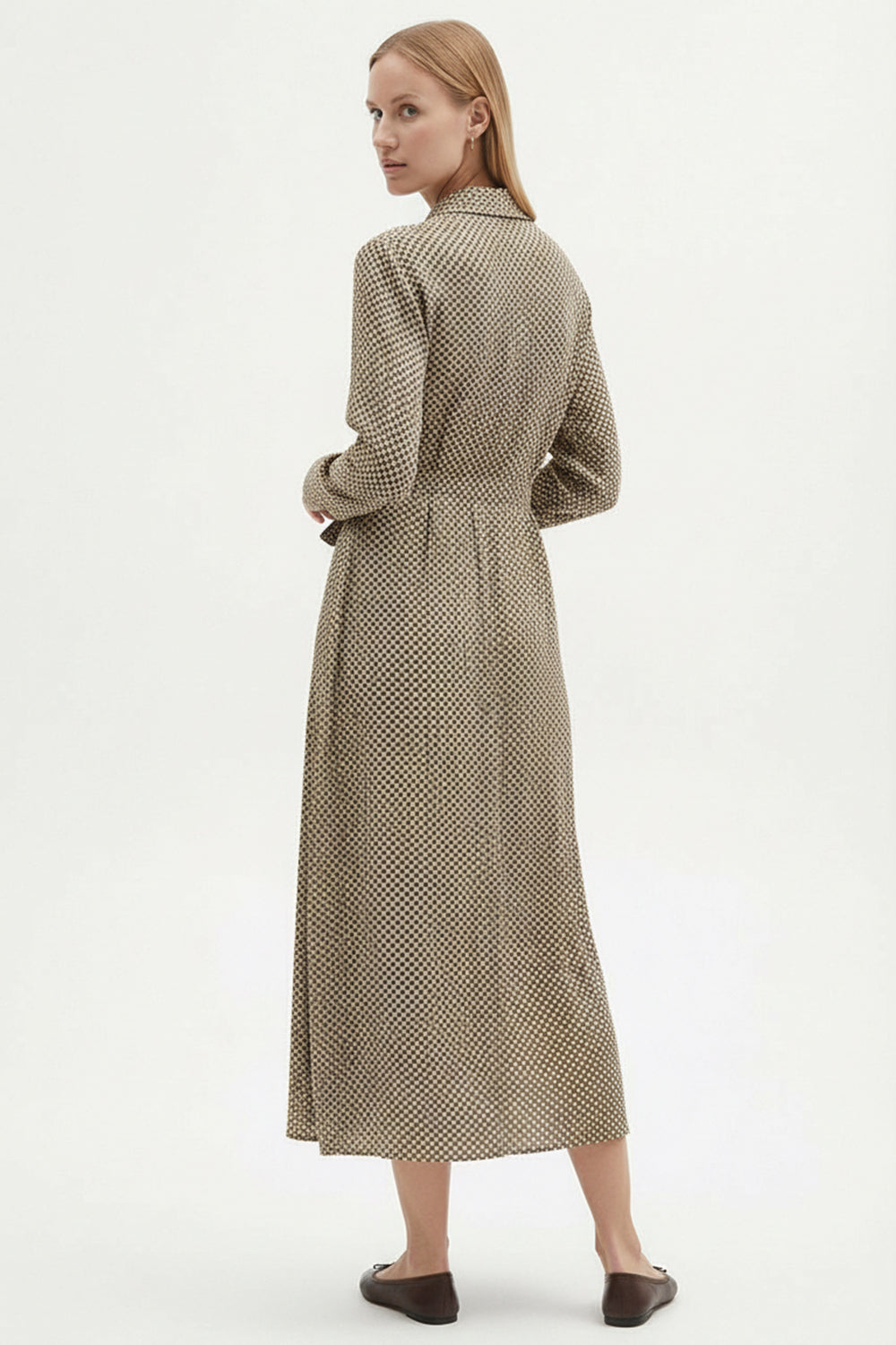 Elegant Printed Woven Shirt Dress with Long Sleeves