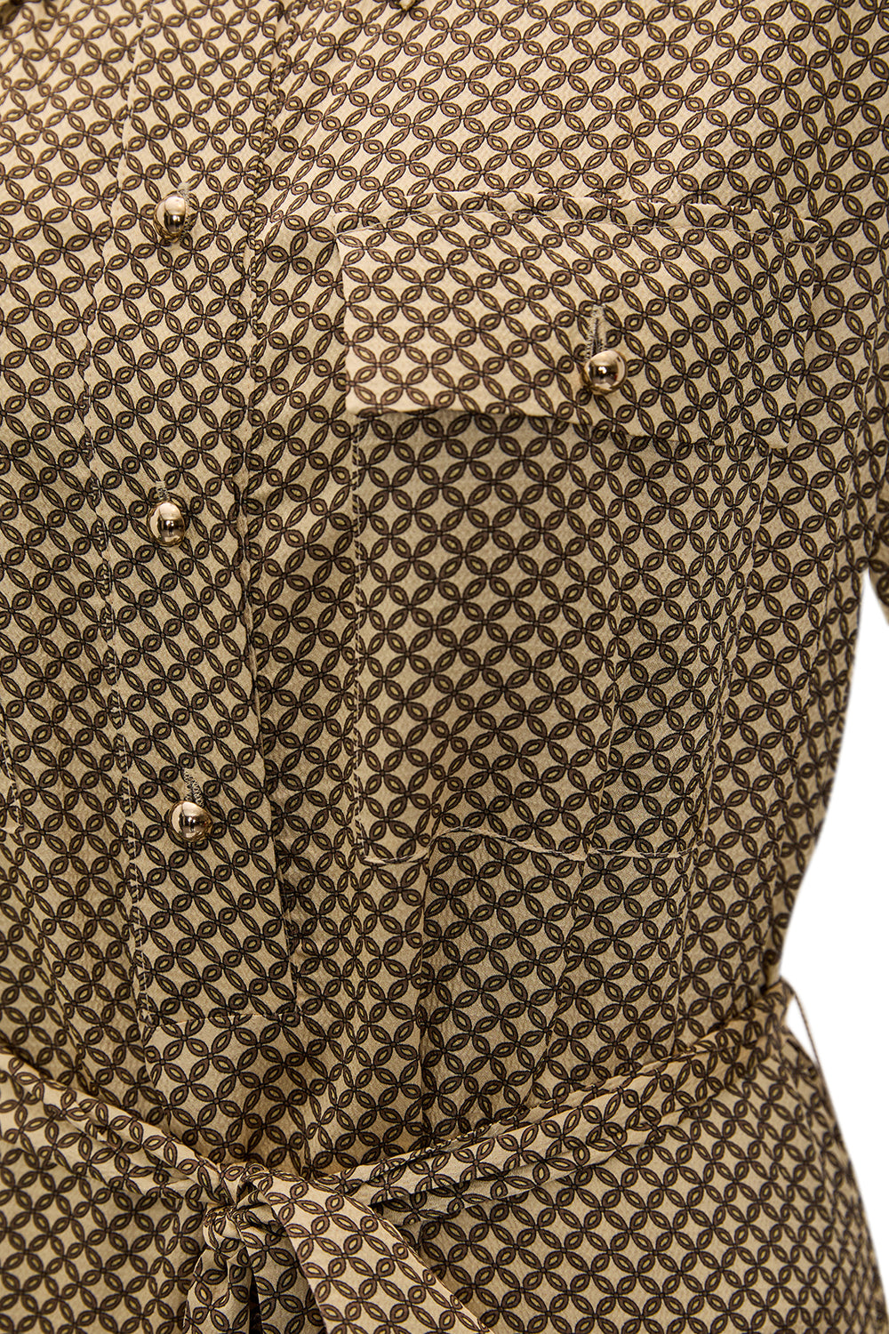 Elegant Printed Woven Shirt Dress with Long Sleeves