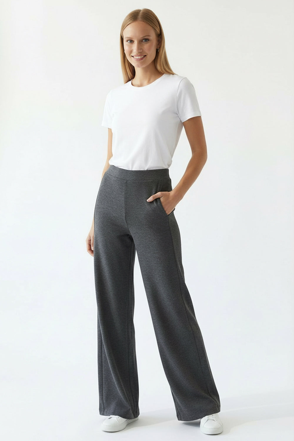 Drawstring Waist Knit Pants – GREY