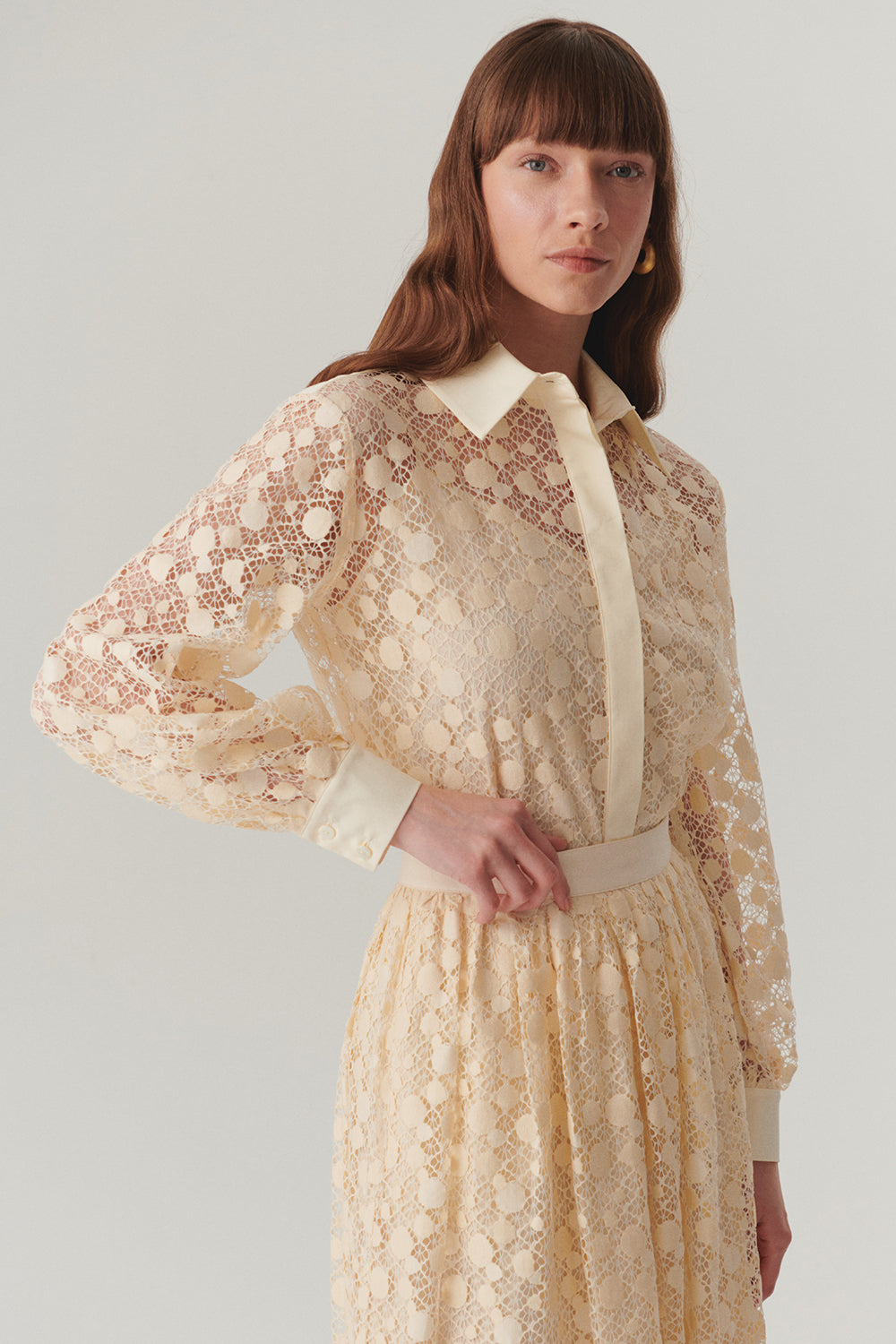 Cotton Lace-Detail Regular Fit Shirt