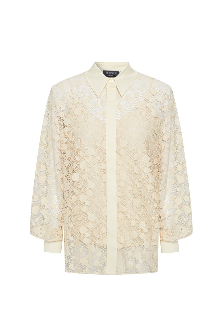 Cotton Lace-Detail Regular Fit Shirt