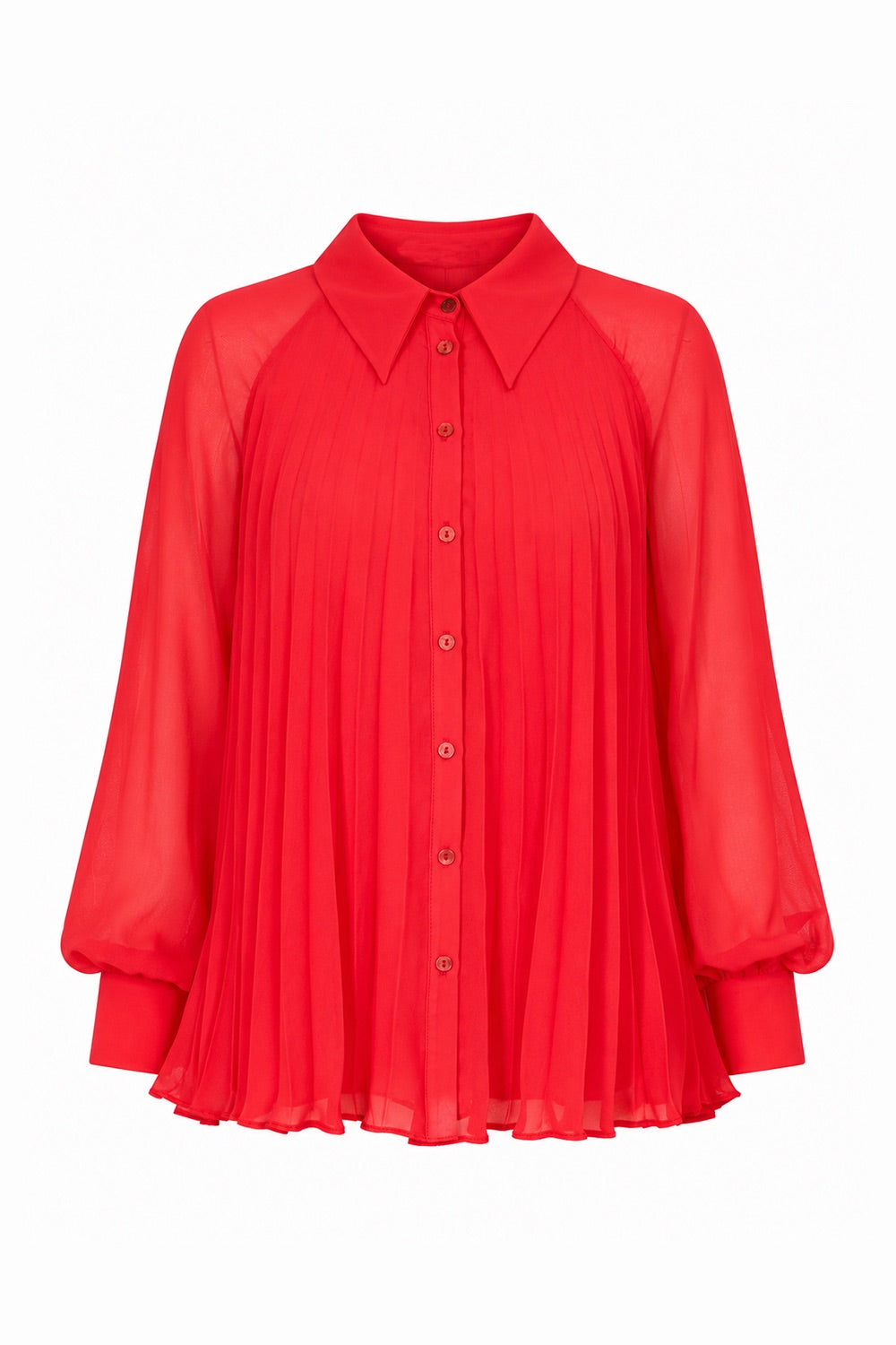 Keyla Long Sleeve Shirt with Buttoned Cuffs - Red