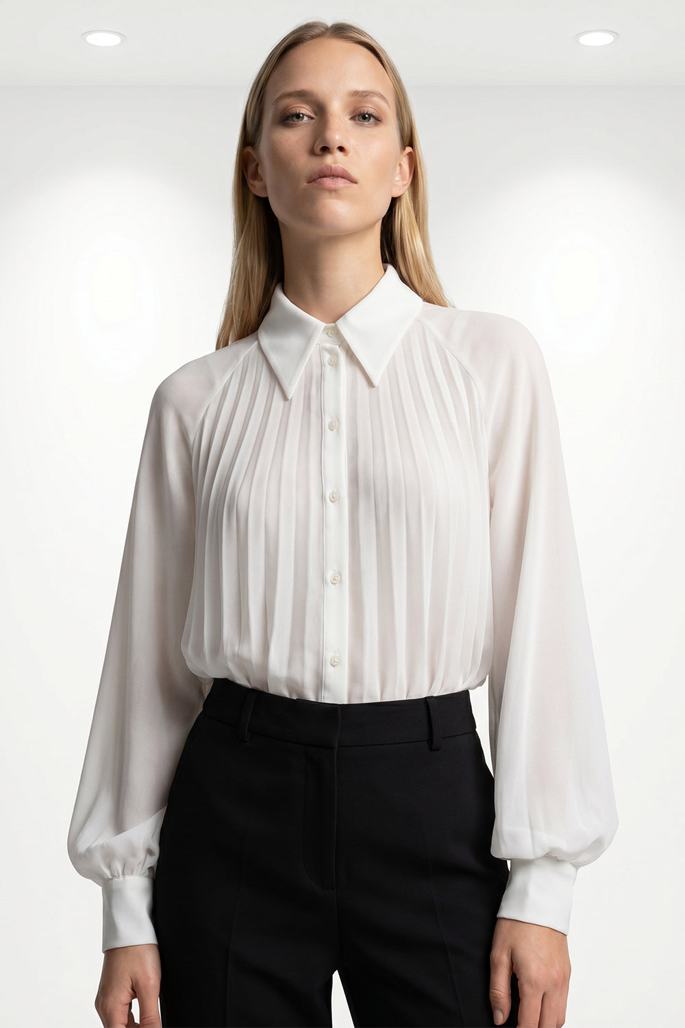 Keyla Long Sleeve Shirt with Buttoned Cuffs - Ecru