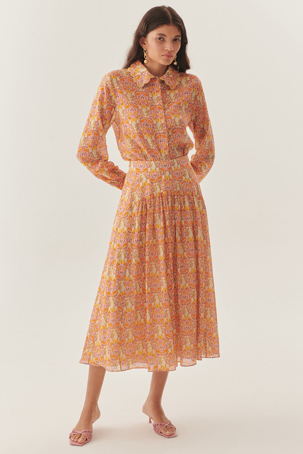 Floral Print Midi Skirt - Multi Color