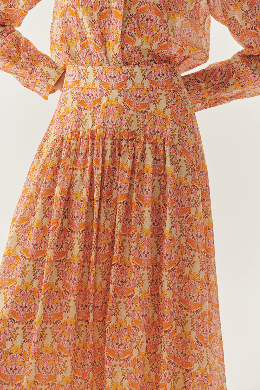 Floral Print Midi Skirt - Multi Color