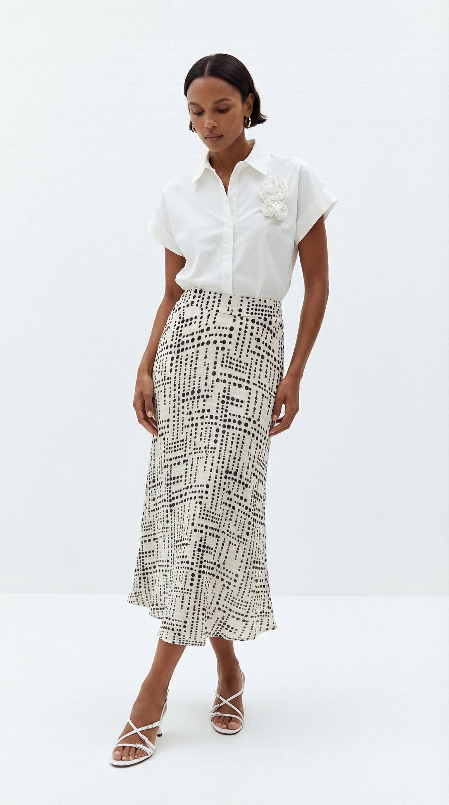 A Line Patterned Midi Skirt - MULTI COLOR