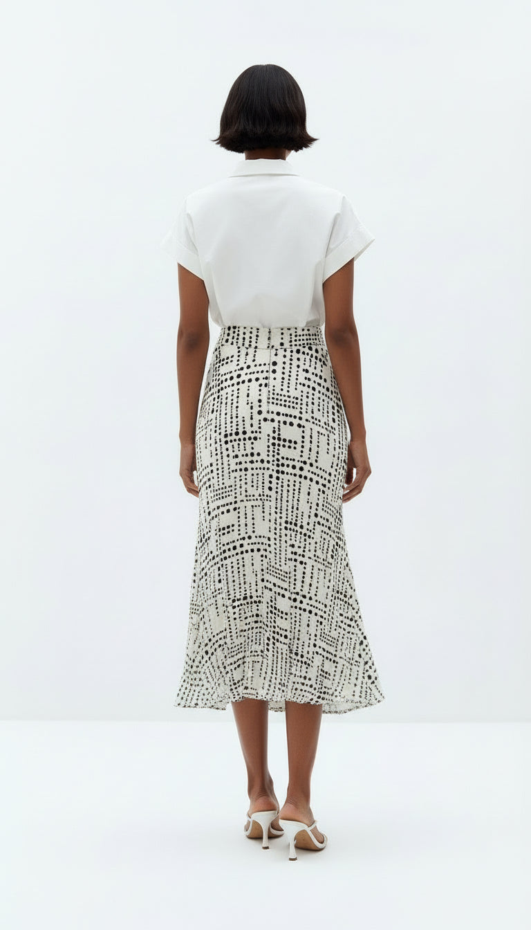 A Line Patterned Midi Skirt - MULTI COLOR