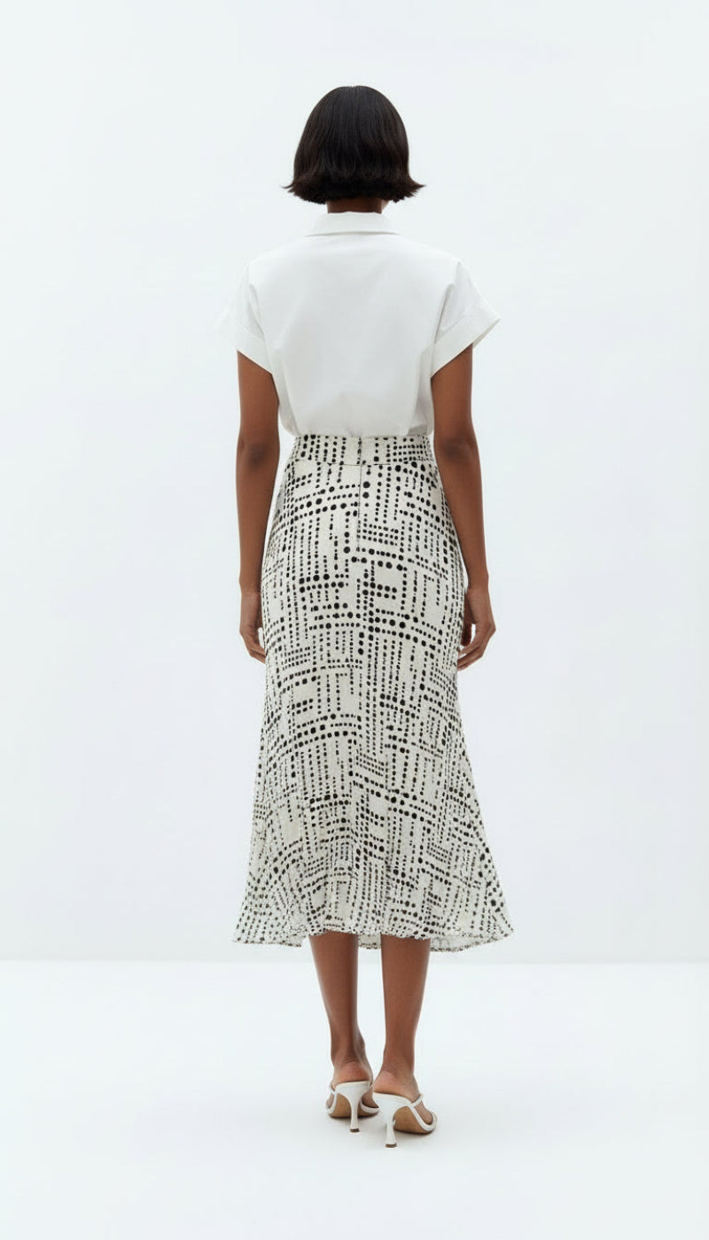 A Line Patterned Midi Skirt - MULTI COLOR