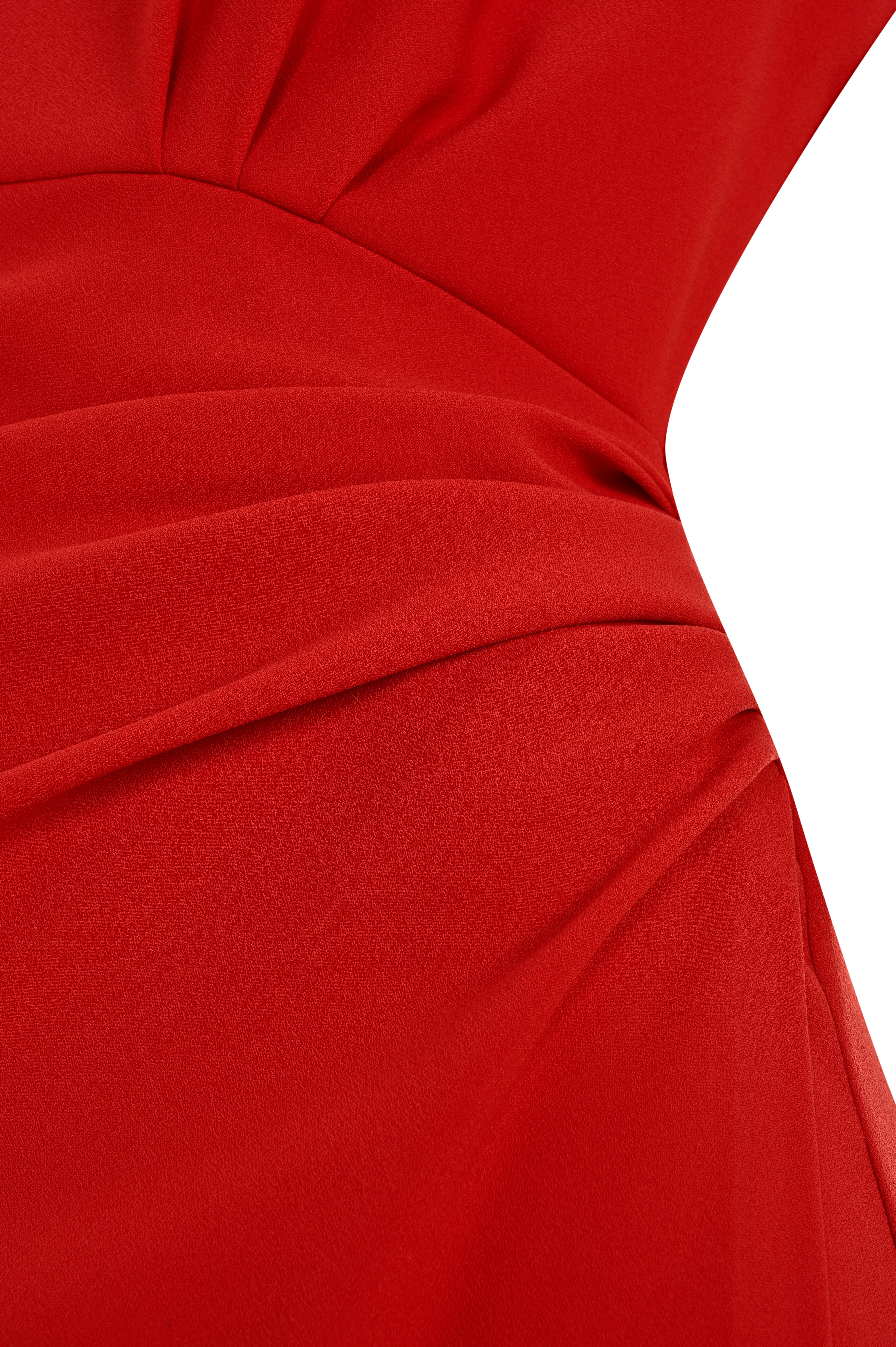 Sleeveless Draped Midi Dress – Red