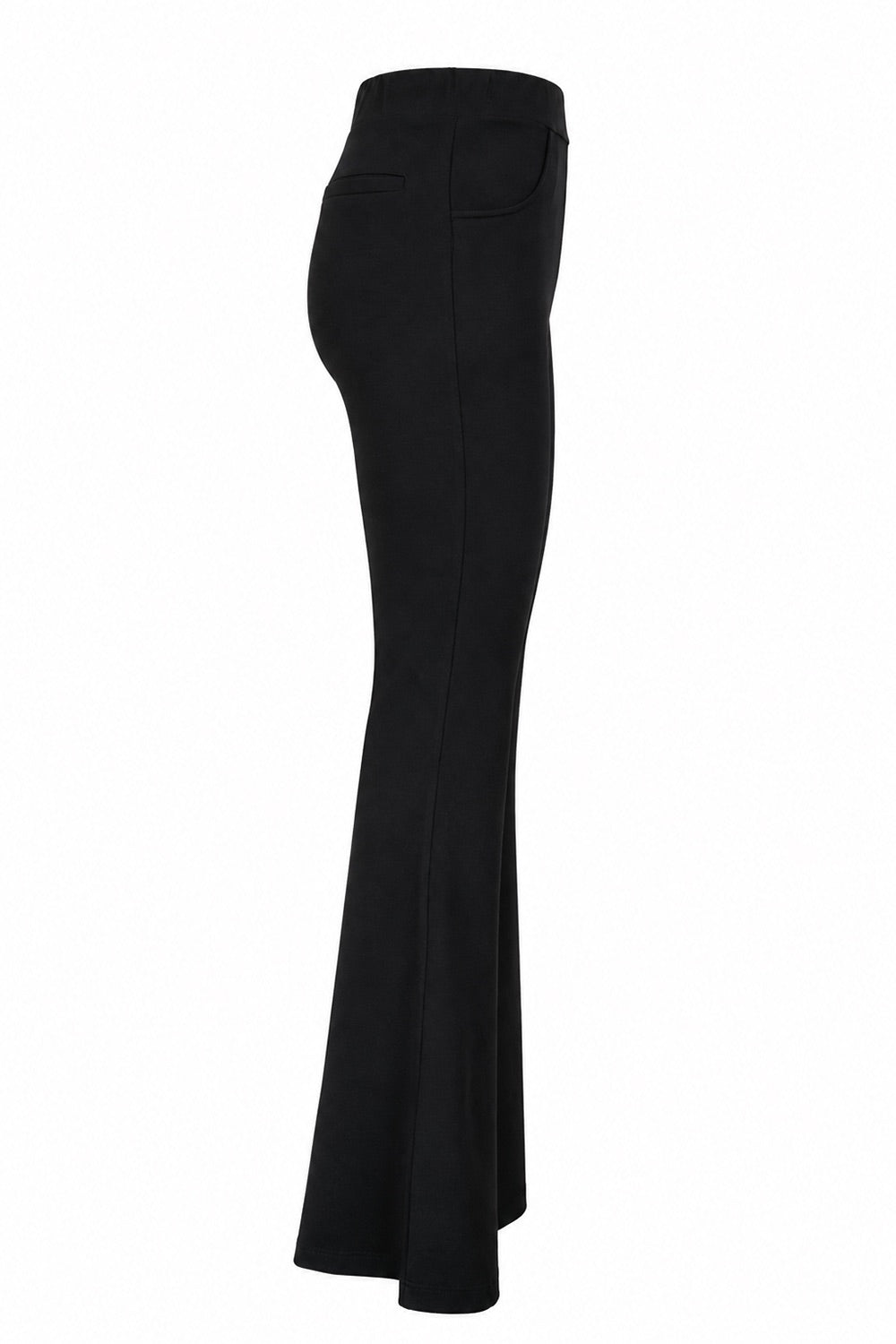 High-Waisted Flared Knit Trousers - BLACK