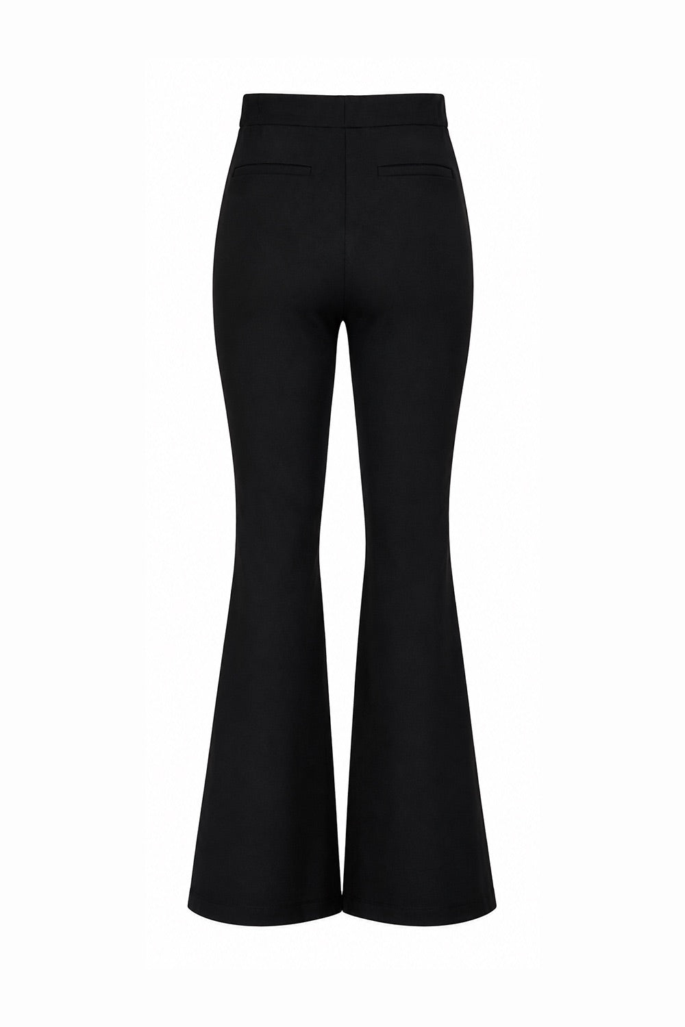 High-Waisted Flared Knit Trousers - BLACK