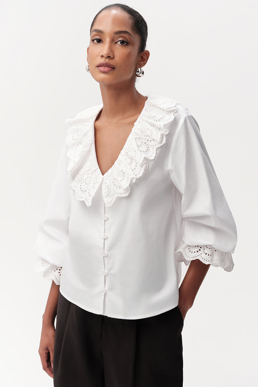 Bibiane Broderie Embroidered Blouse - White