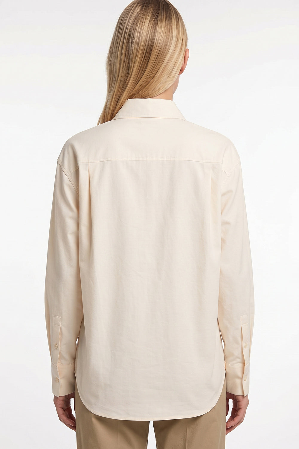 Embroidered Collared Shirt with Long Sleeves - Cream