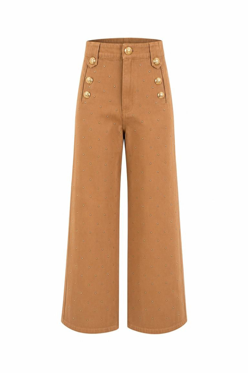 Vaila Wide Leg Regular Denim Pants - CAMEL