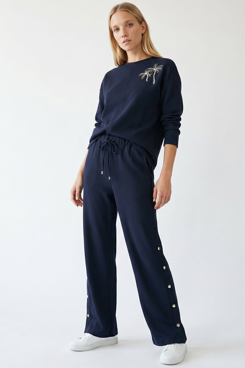 Chevi Knit Pants - Navy Blue