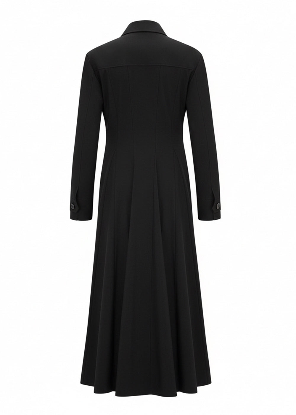 Elegant Gold Button Double Breasted Black Midi Blazer Dress