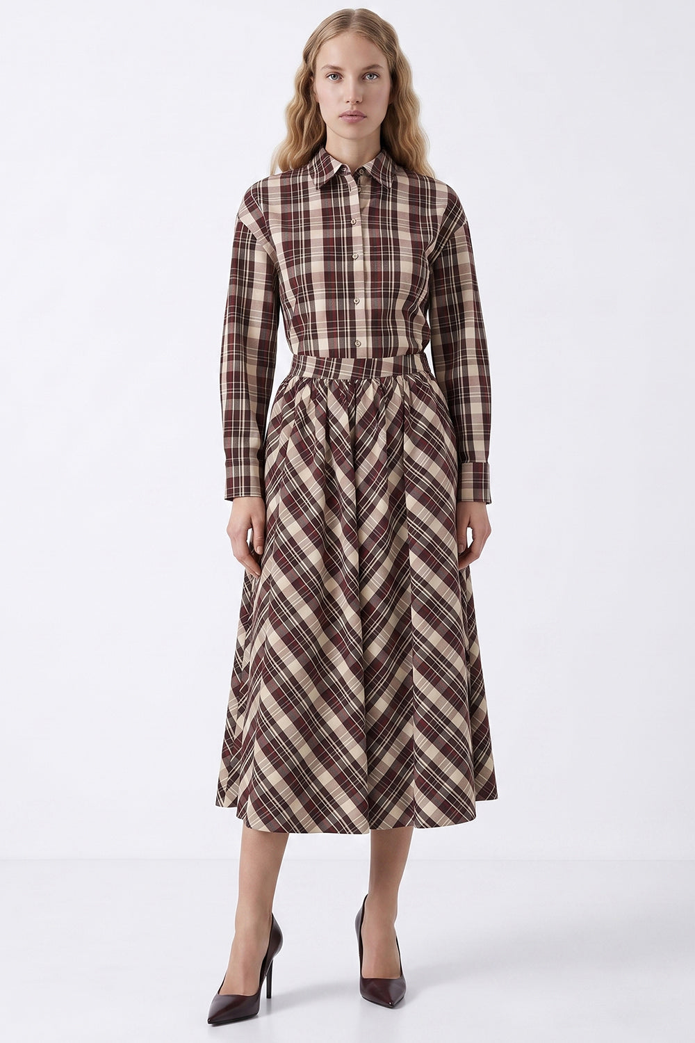 Pleated Midi Skirt with Pockets - MULTICOLOR