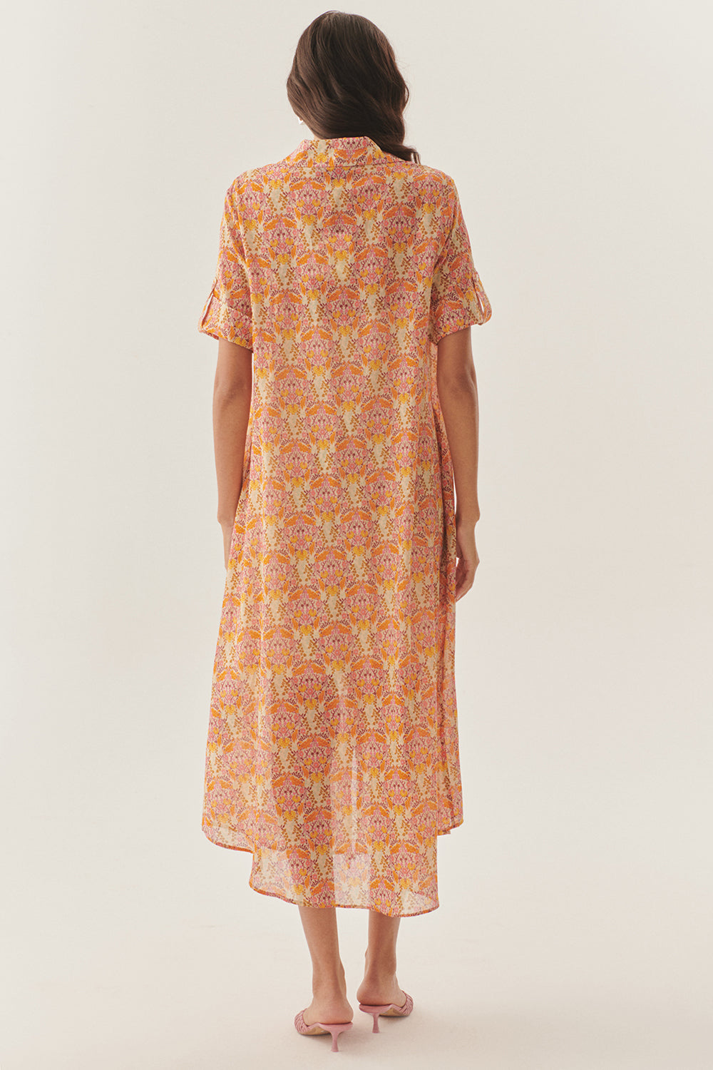 Midi Floral Patterned Shirt Dress