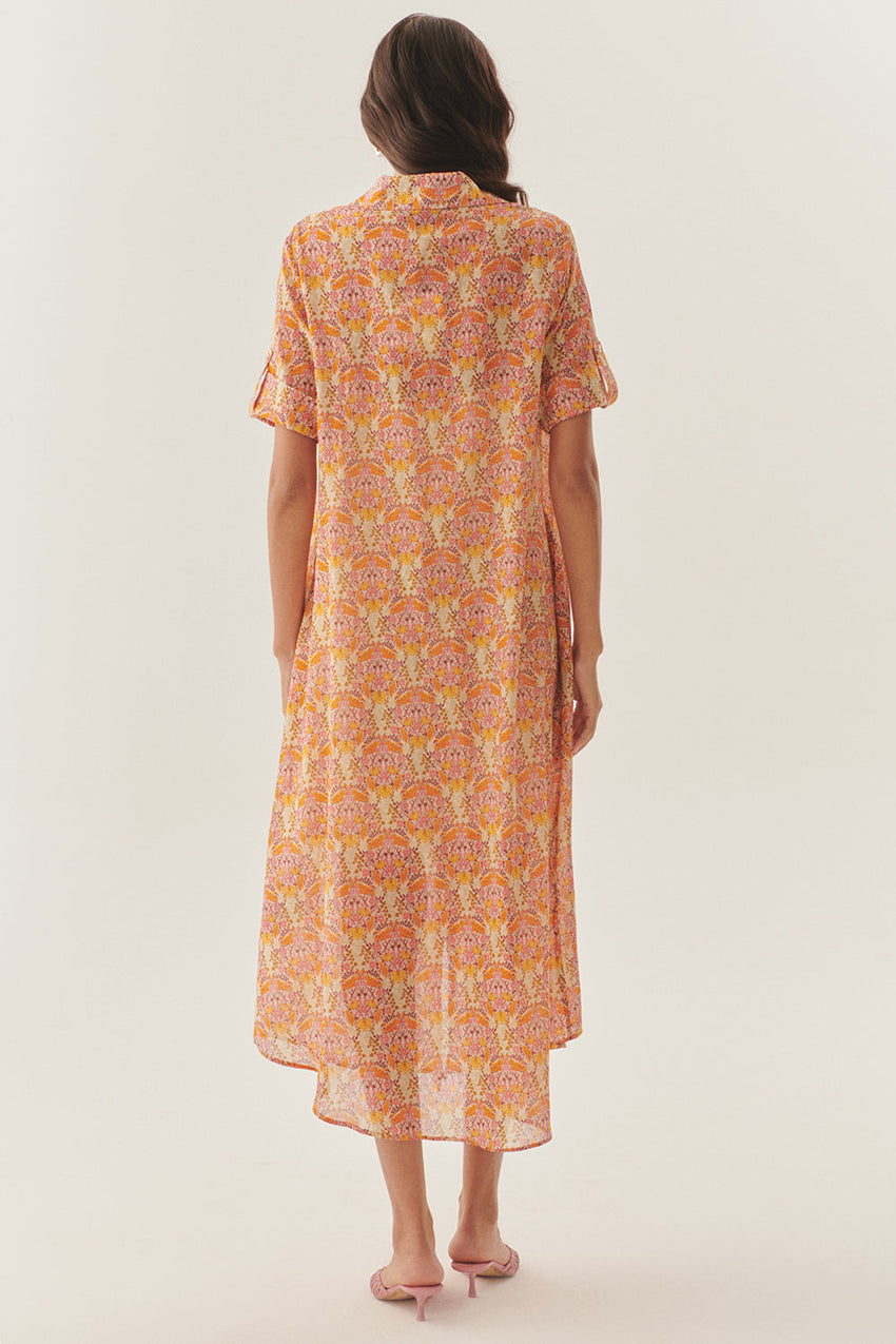Midi Floral Patterned Shirt Dress